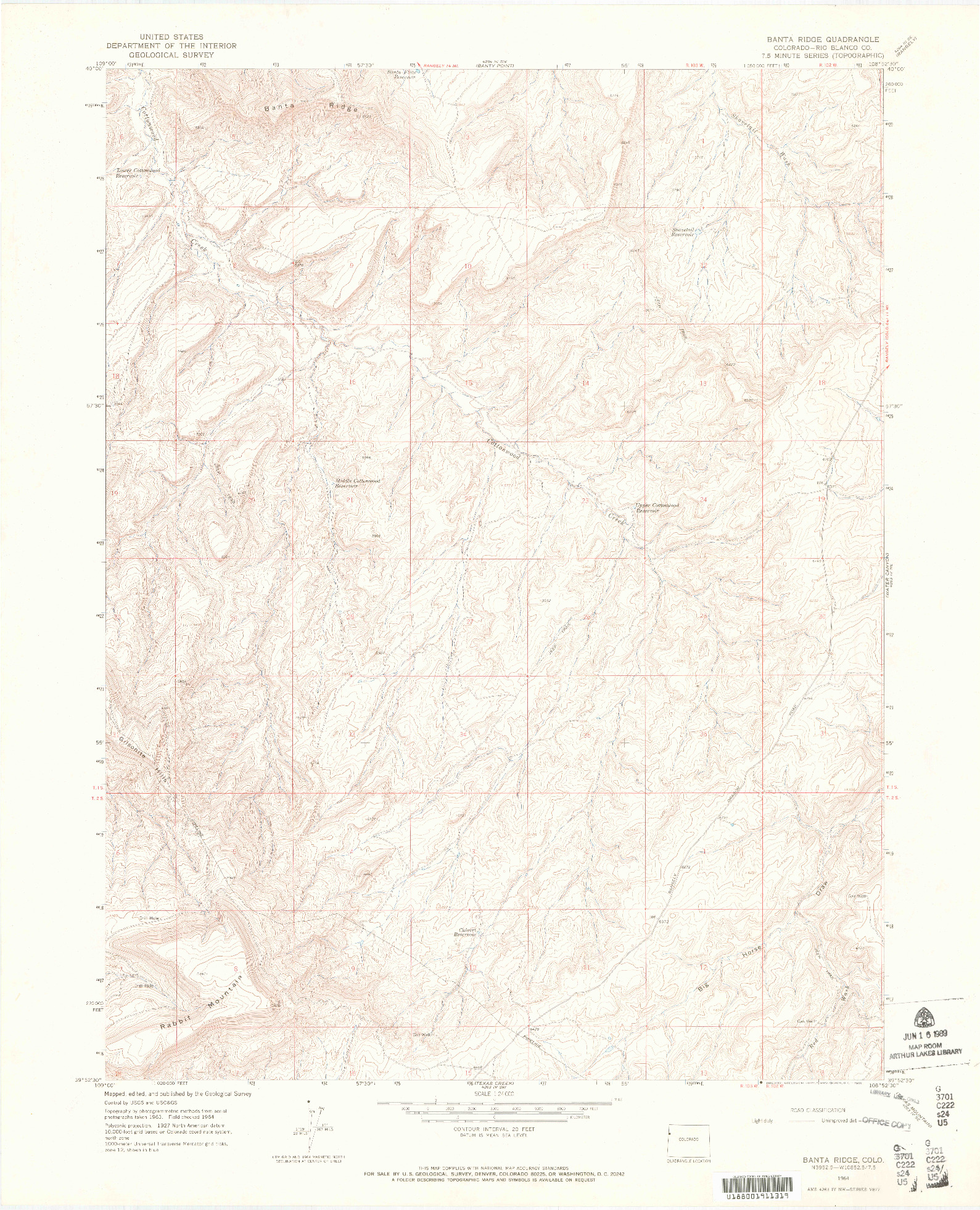 USGS 1:24000-SCALE QUADRANGLE FOR BANTA RIDGE, CO 1964