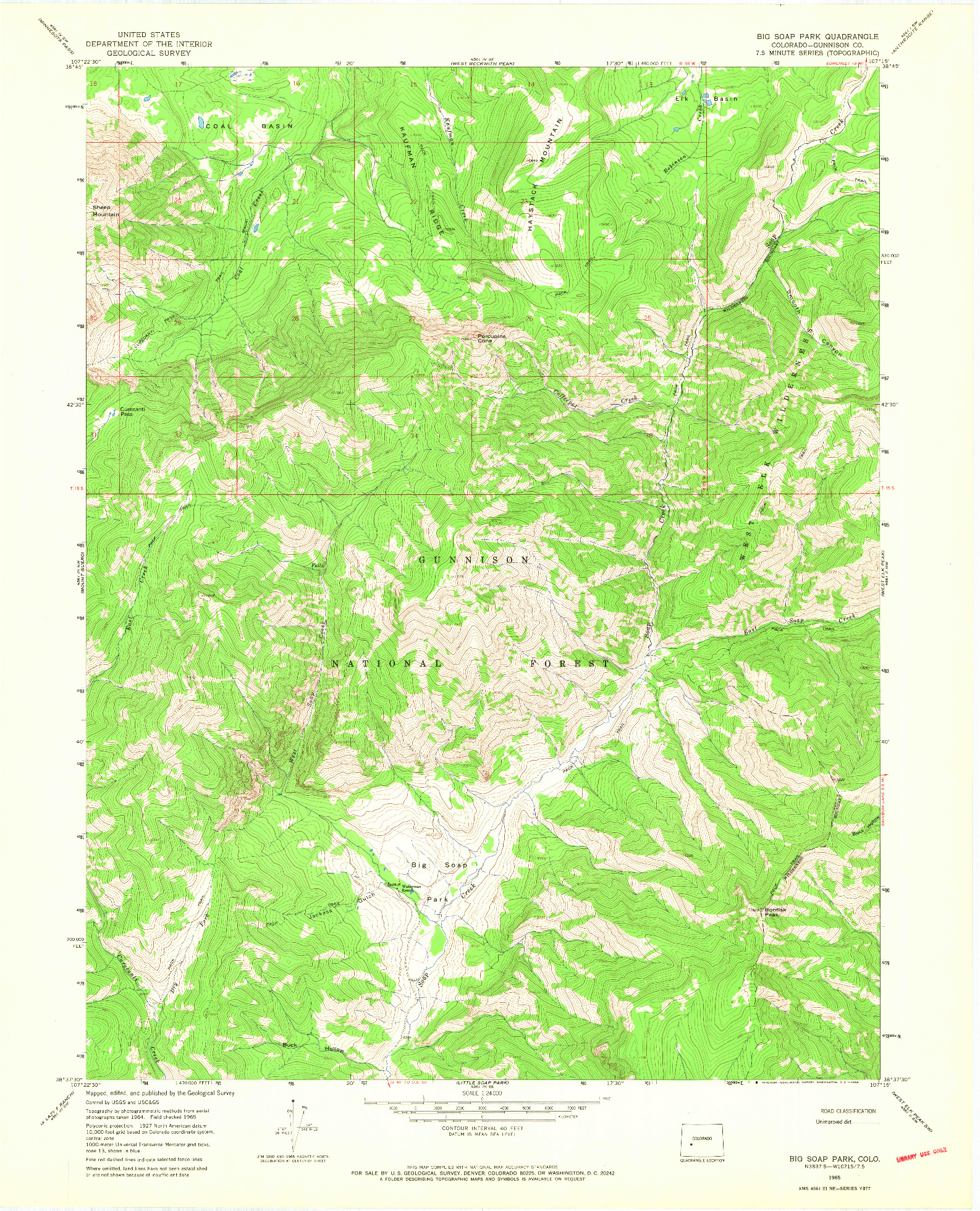 USGS 1:24000-SCALE QUADRANGLE FOR BIG SOAP PARK, CO 1965