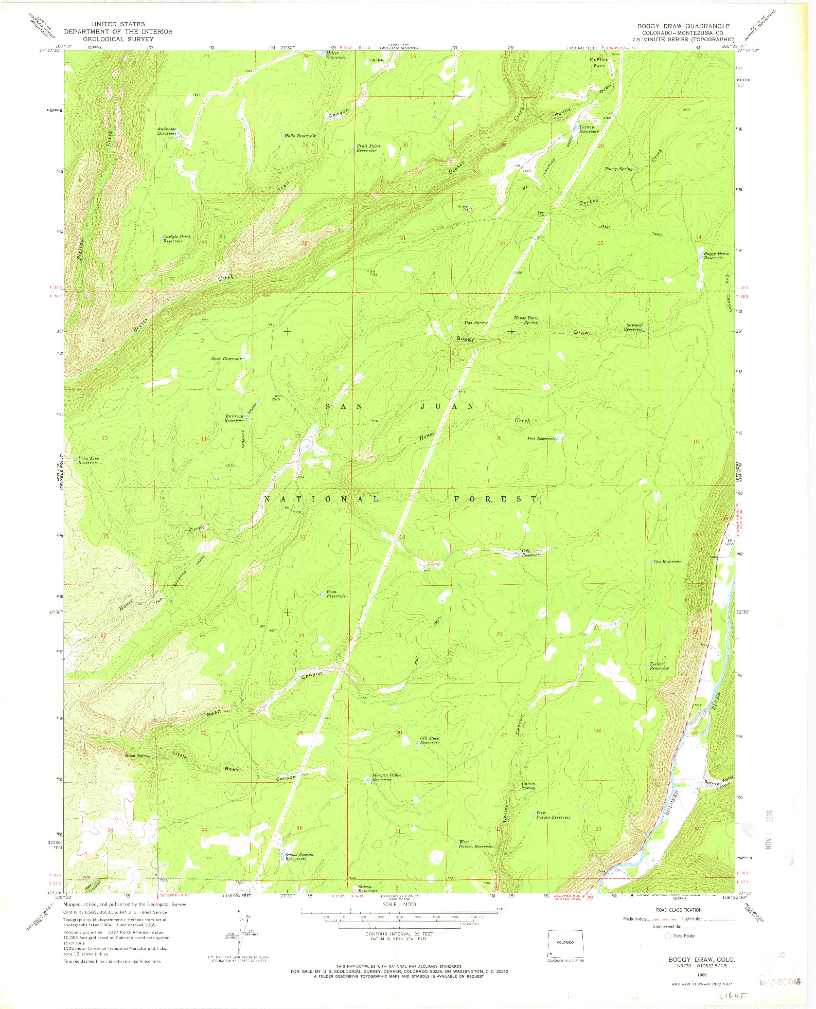 USGS 1:24000-SCALE QUADRANGLE FOR BOGGY DRAW, CO 1965