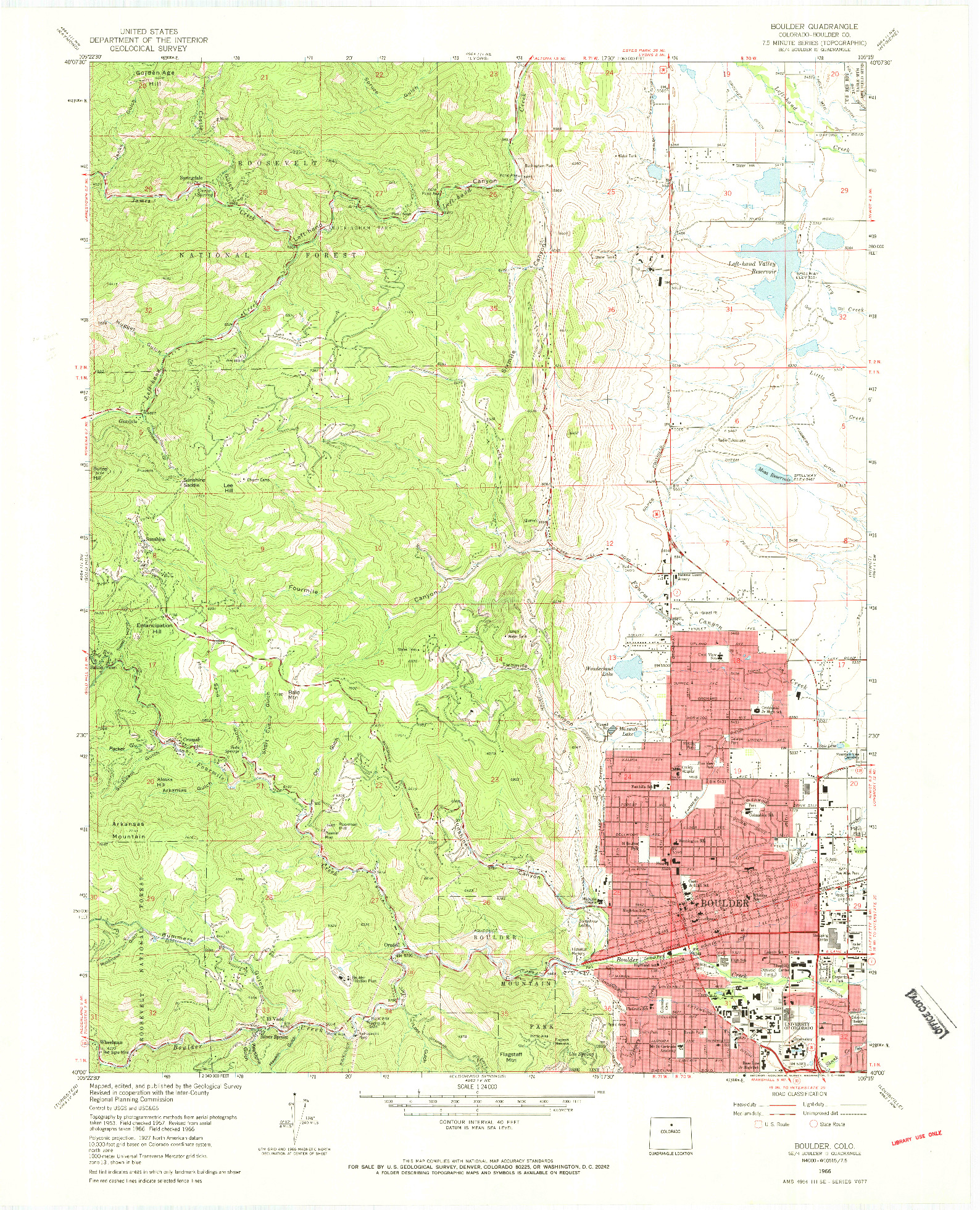 USGS 1:24000-SCALE QUADRANGLE FOR BOULDER, CO 1966