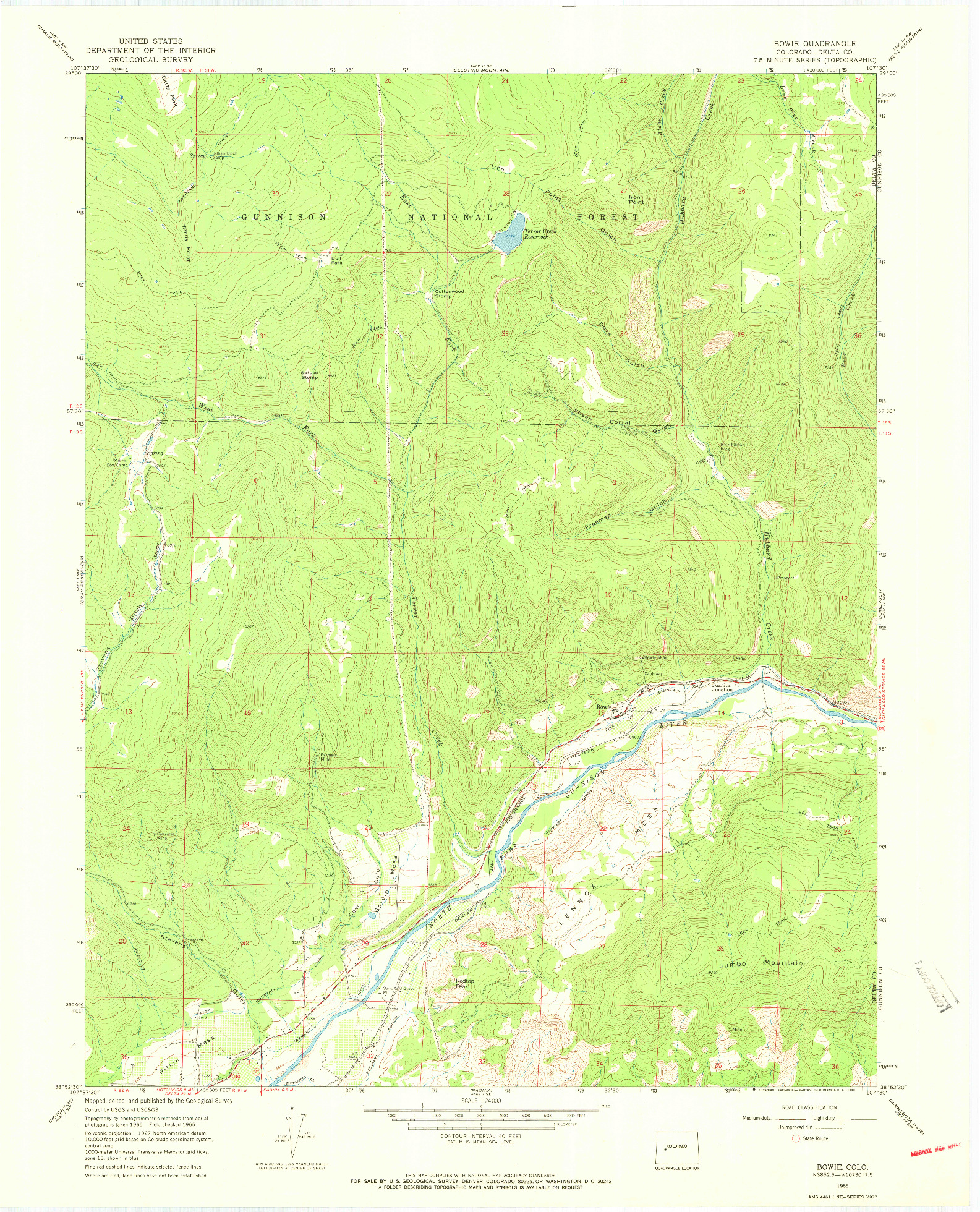 USGS 1:24000-SCALE QUADRANGLE FOR BOWIE, CO 1965
