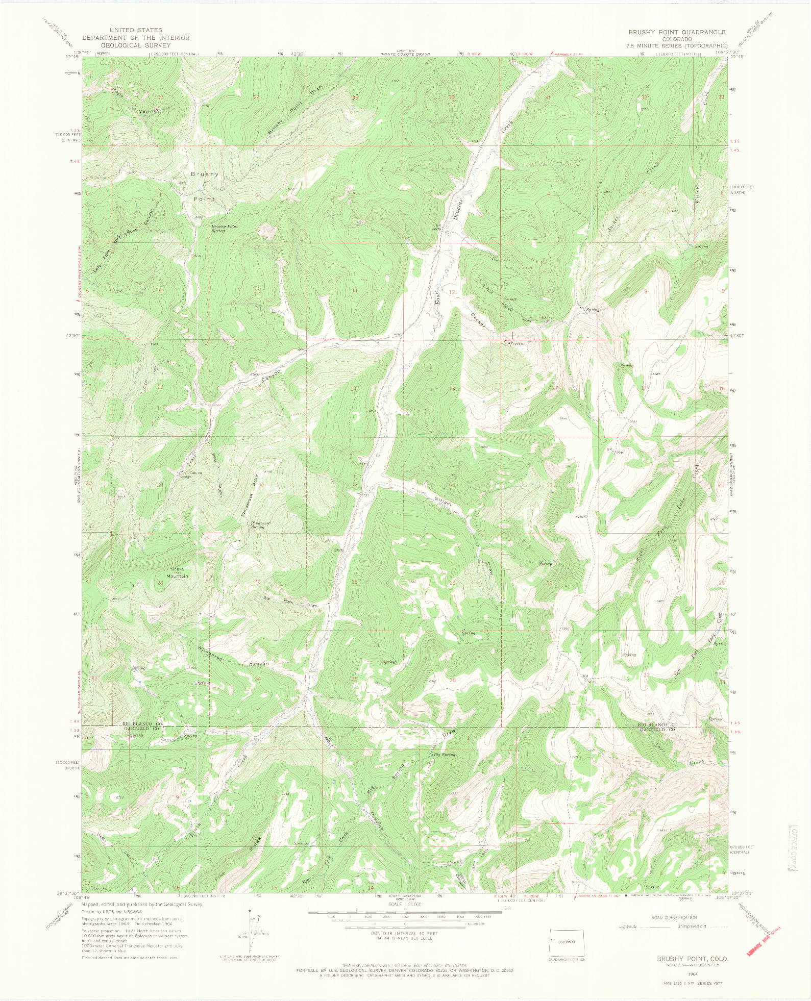 USGS 1:24000-SCALE QUADRANGLE FOR BRUSHY POINT, CO 1964