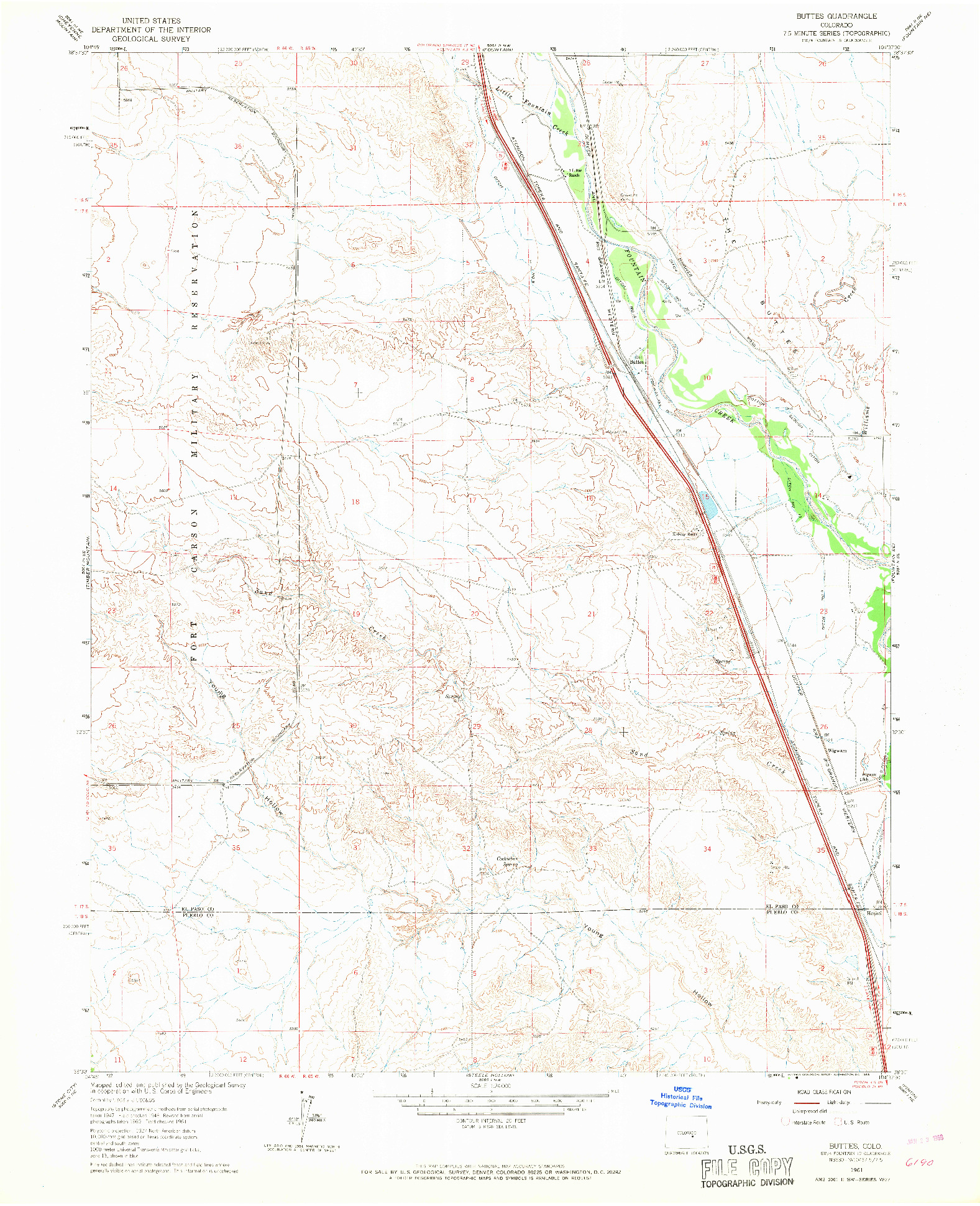 USGS 1:24000-SCALE QUADRANGLE FOR BUTTES, CO 1961