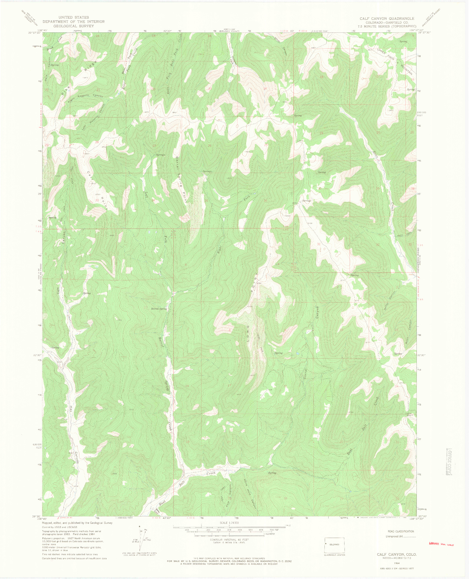 USGS 1:24000-SCALE QUADRANGLE FOR CALF CANYON, CO 1964