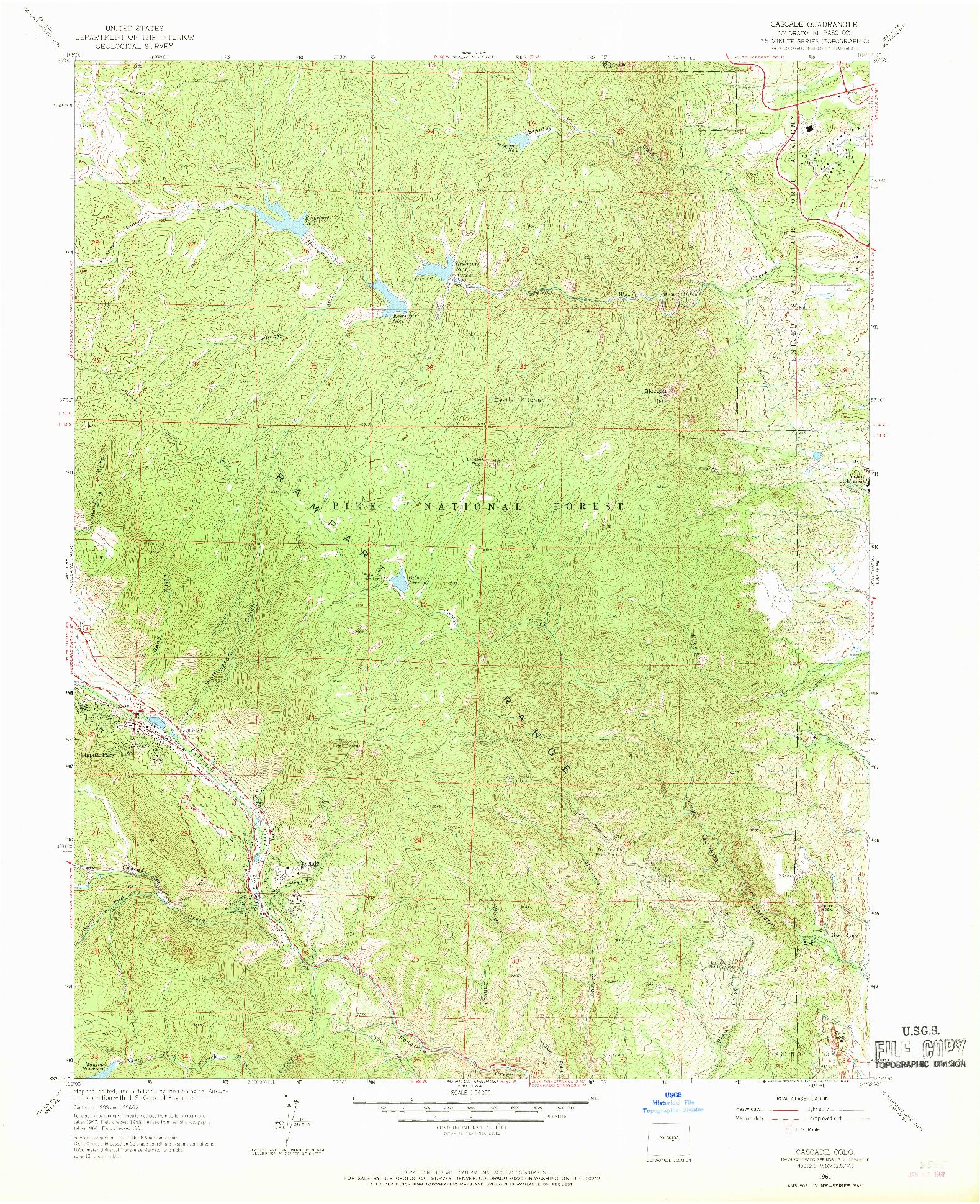 USGS 1:24000-SCALE QUADRANGLE FOR CASCADE, CO 1961