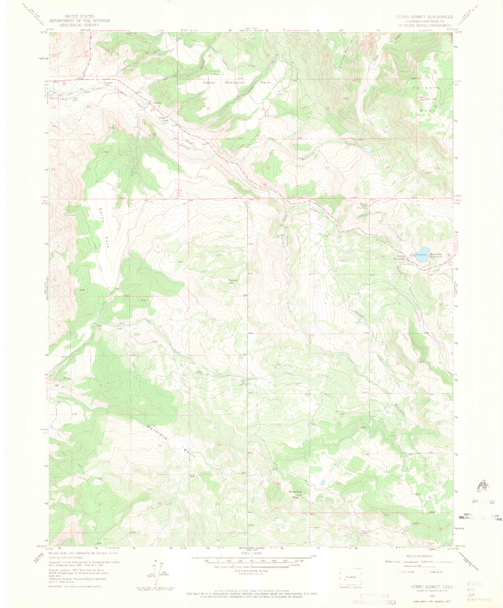 USGS 1:24000-SCALE QUADRANGLE FOR CERRO SUMMIT, CO 1957