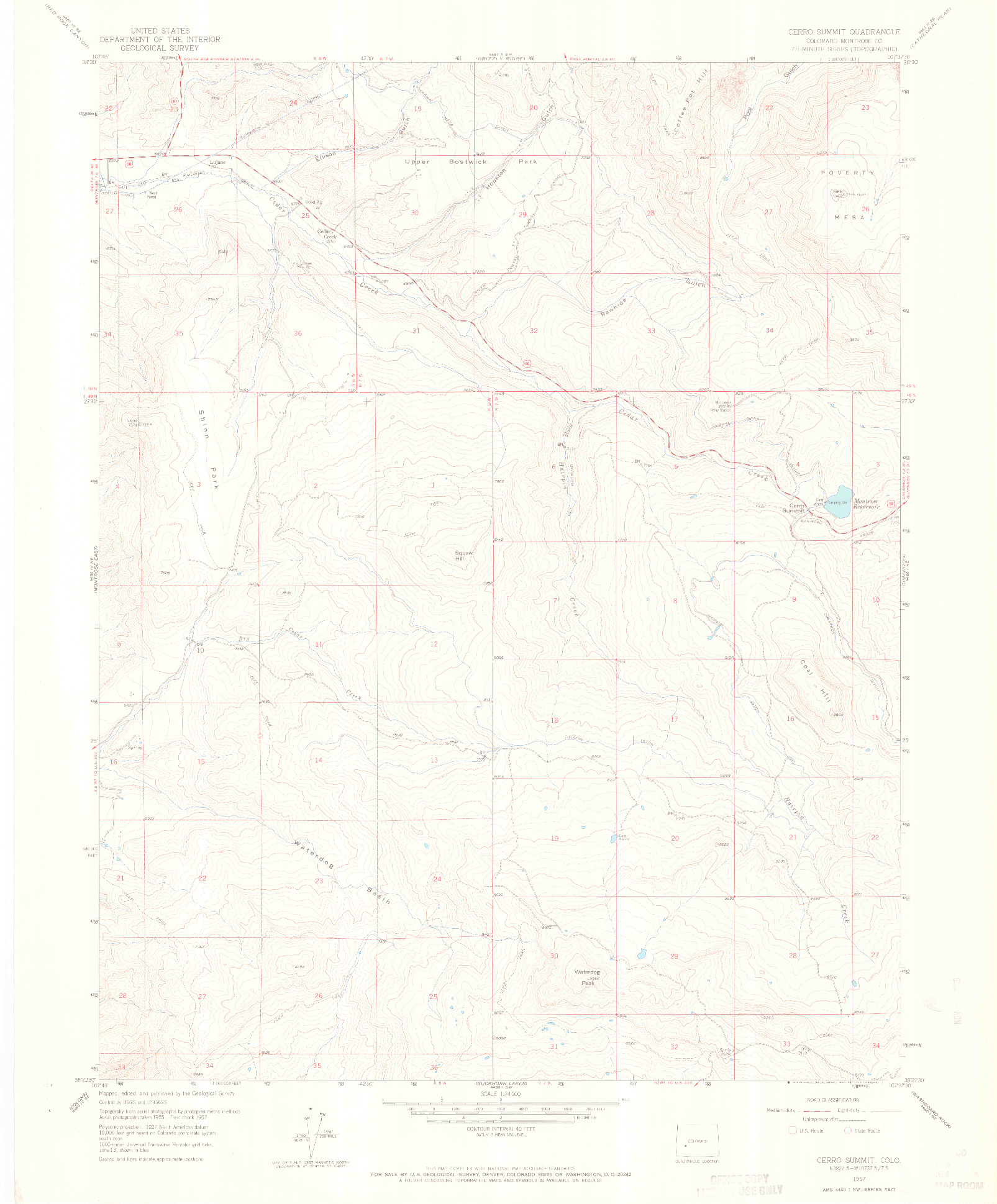 USGS 1:24000-SCALE QUADRANGLE FOR CERRO SUMMIT, CO 1957