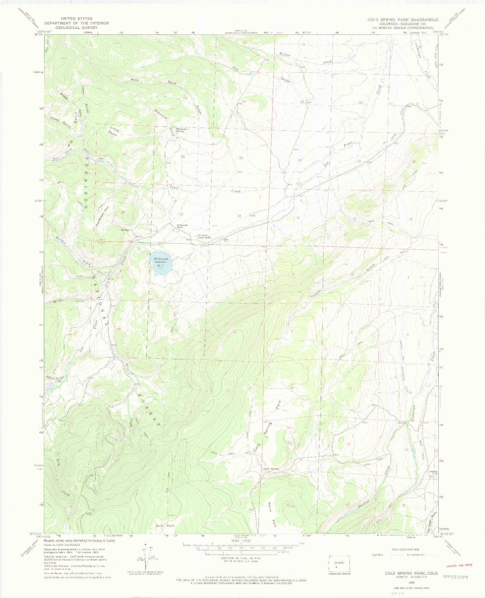 USGS 1:24000-SCALE QUADRANGLE FOR COLD SPRING PARK, CO 1965