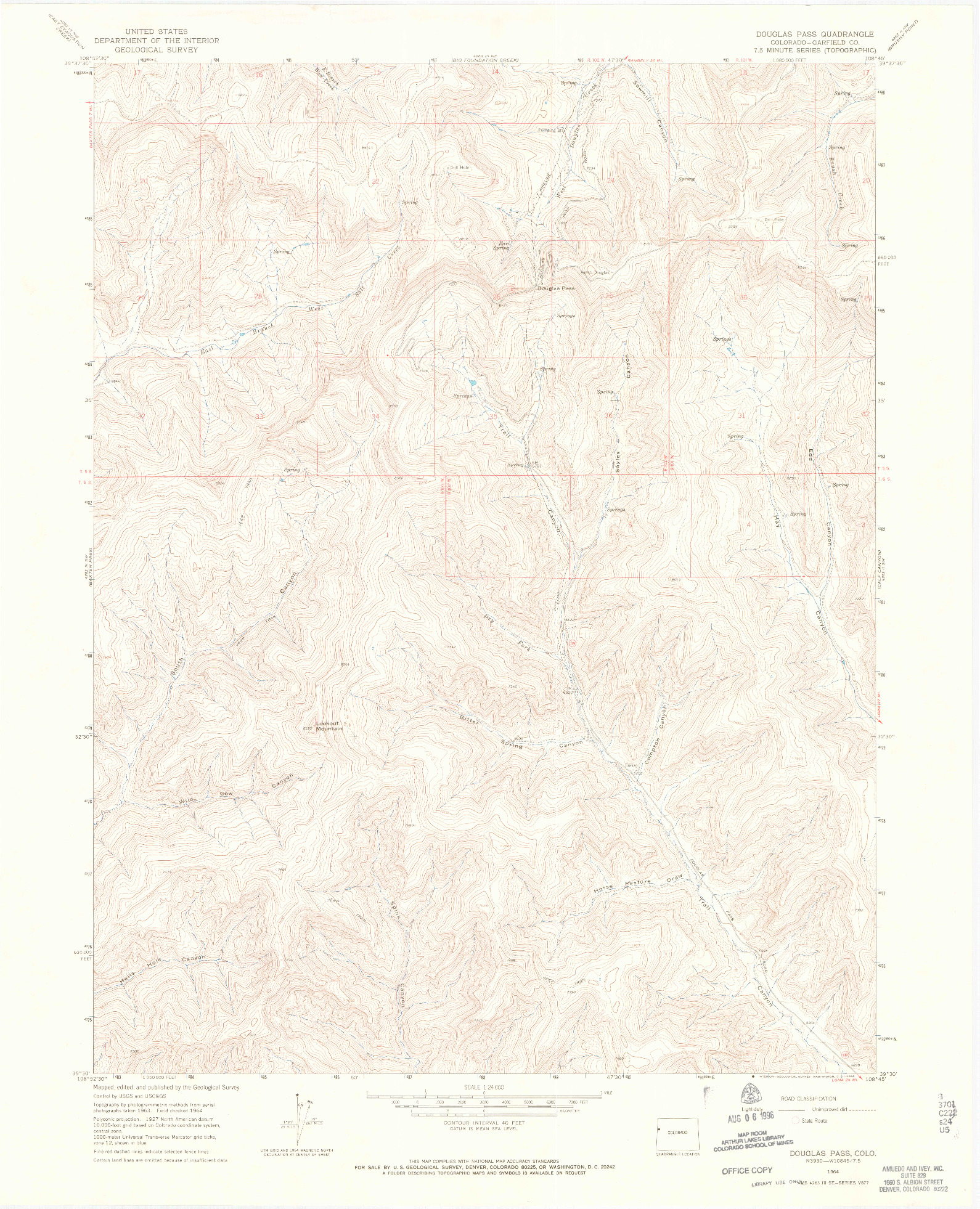 USGS 1:24000-SCALE QUADRANGLE FOR DOUGLAS PASS, CO 1964