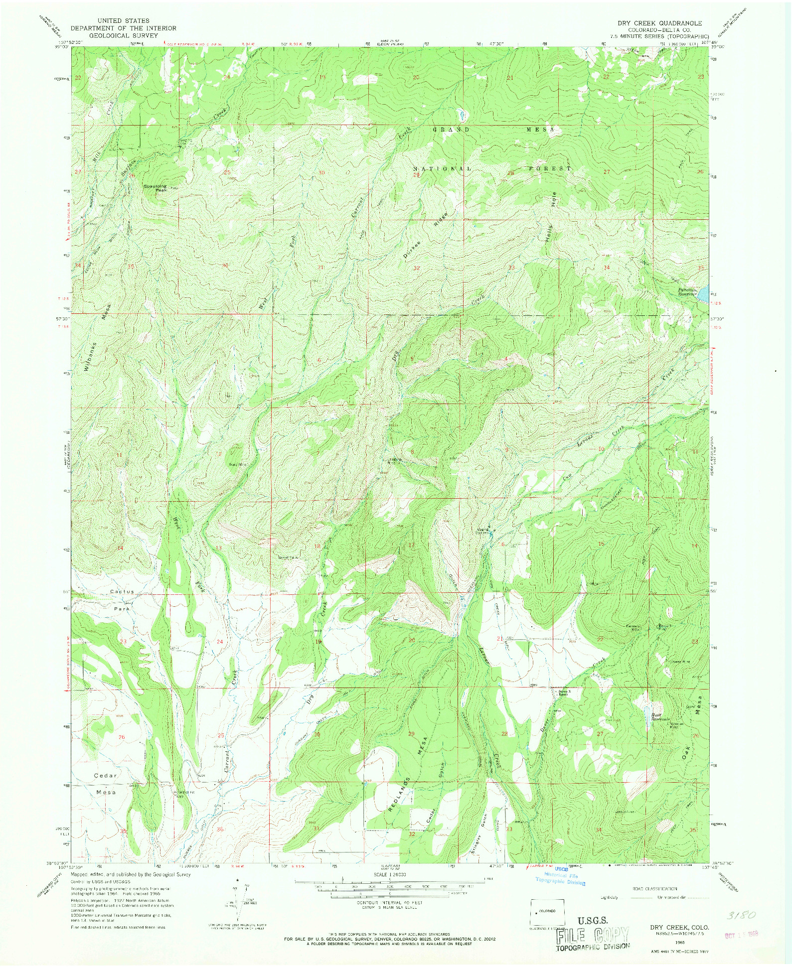 USGS 1:24000-SCALE QUADRANGLE FOR DRY CREEK, CO 1965