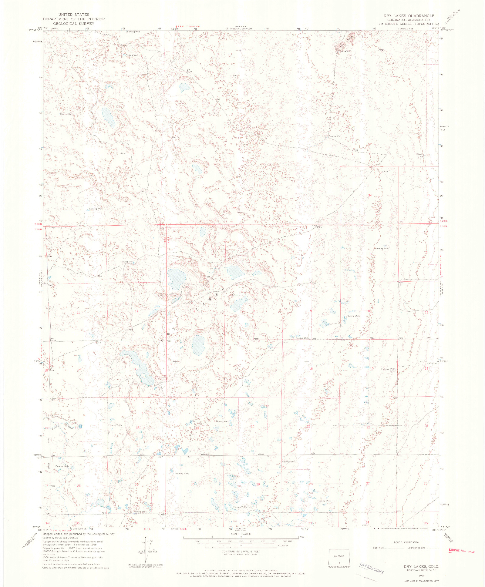 USGS 1:24000-SCALE QUADRANGLE FOR DRY LAKES, CO 1965