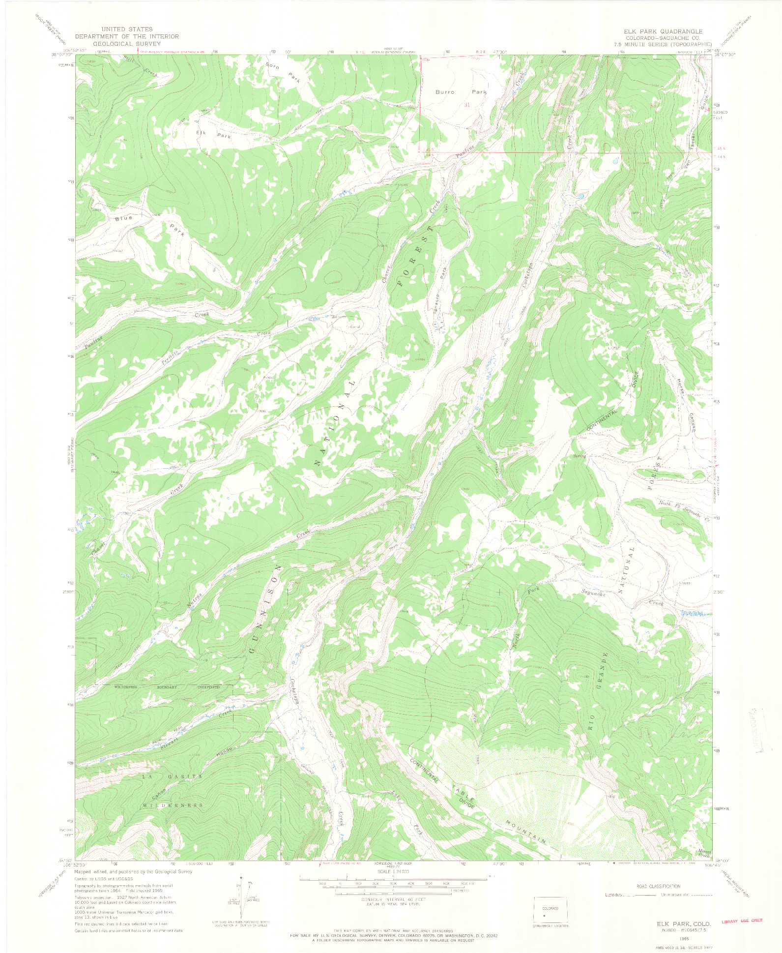 USGS 1:24000-SCALE QUADRANGLE FOR ELK PARK, CO 1965