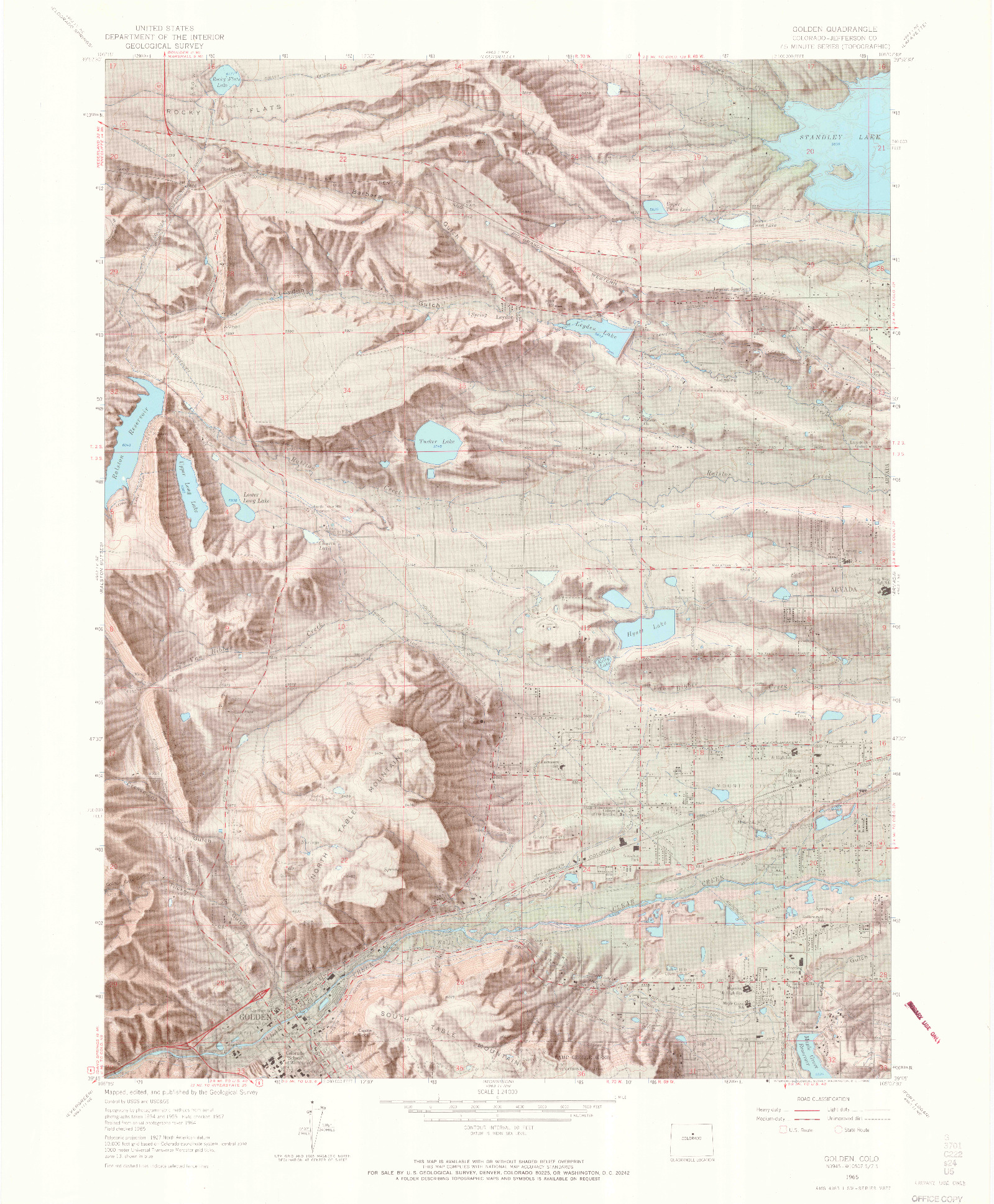 USGS 1:24000-SCALE QUADRANGLE FOR GOLDEN, CO 1965