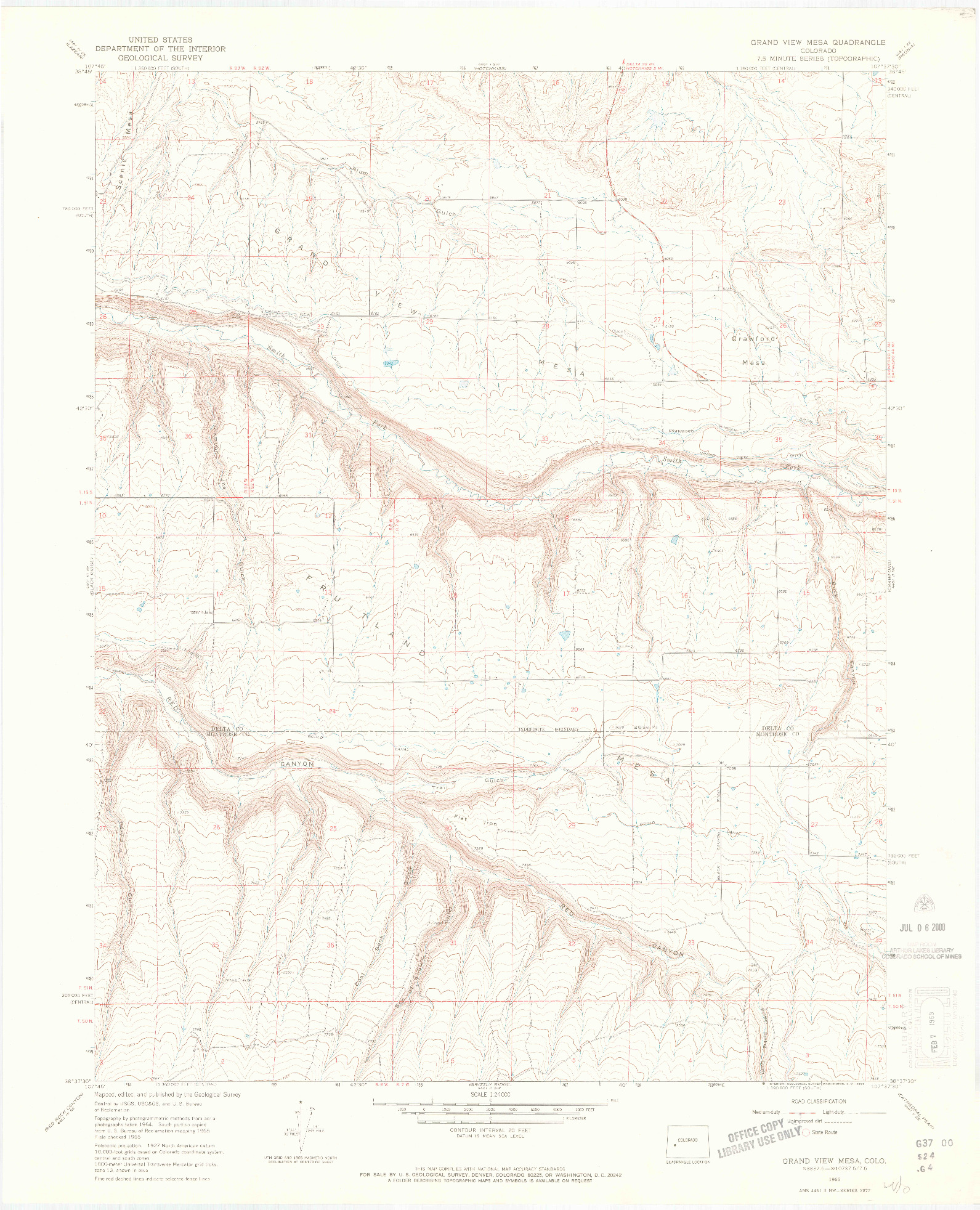 USGS 1:24000-SCALE QUADRANGLE FOR GRAND VIEW MESA, CO 1965