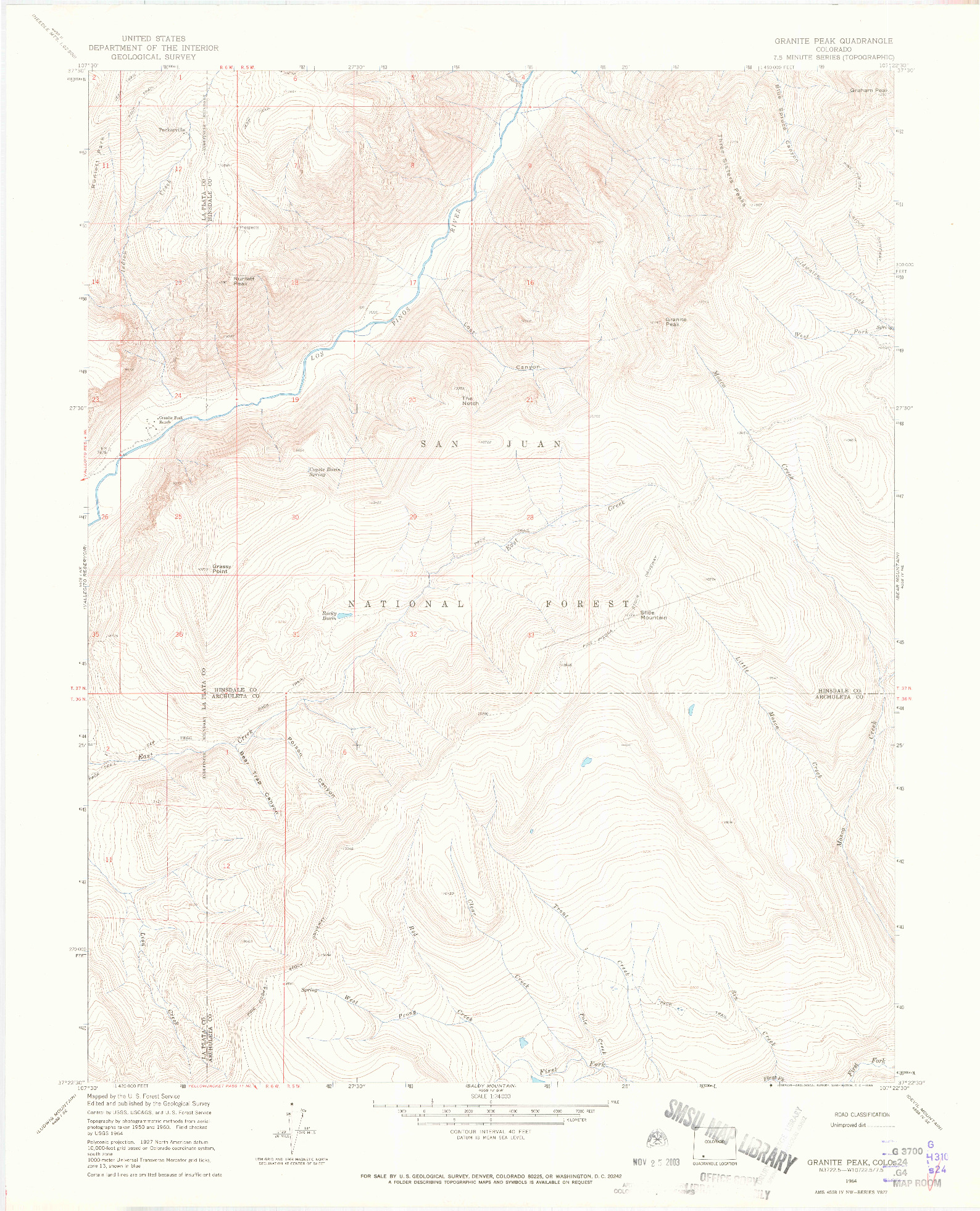 USGS 1:24000-SCALE QUADRANGLE FOR GRANITE PEAK, CO 1964