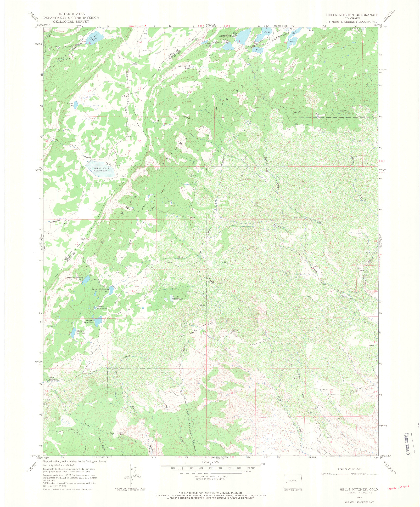 USGS 1:24000-SCALE QUADRANGLE FOR HELLS KITCHEN, CO 1965