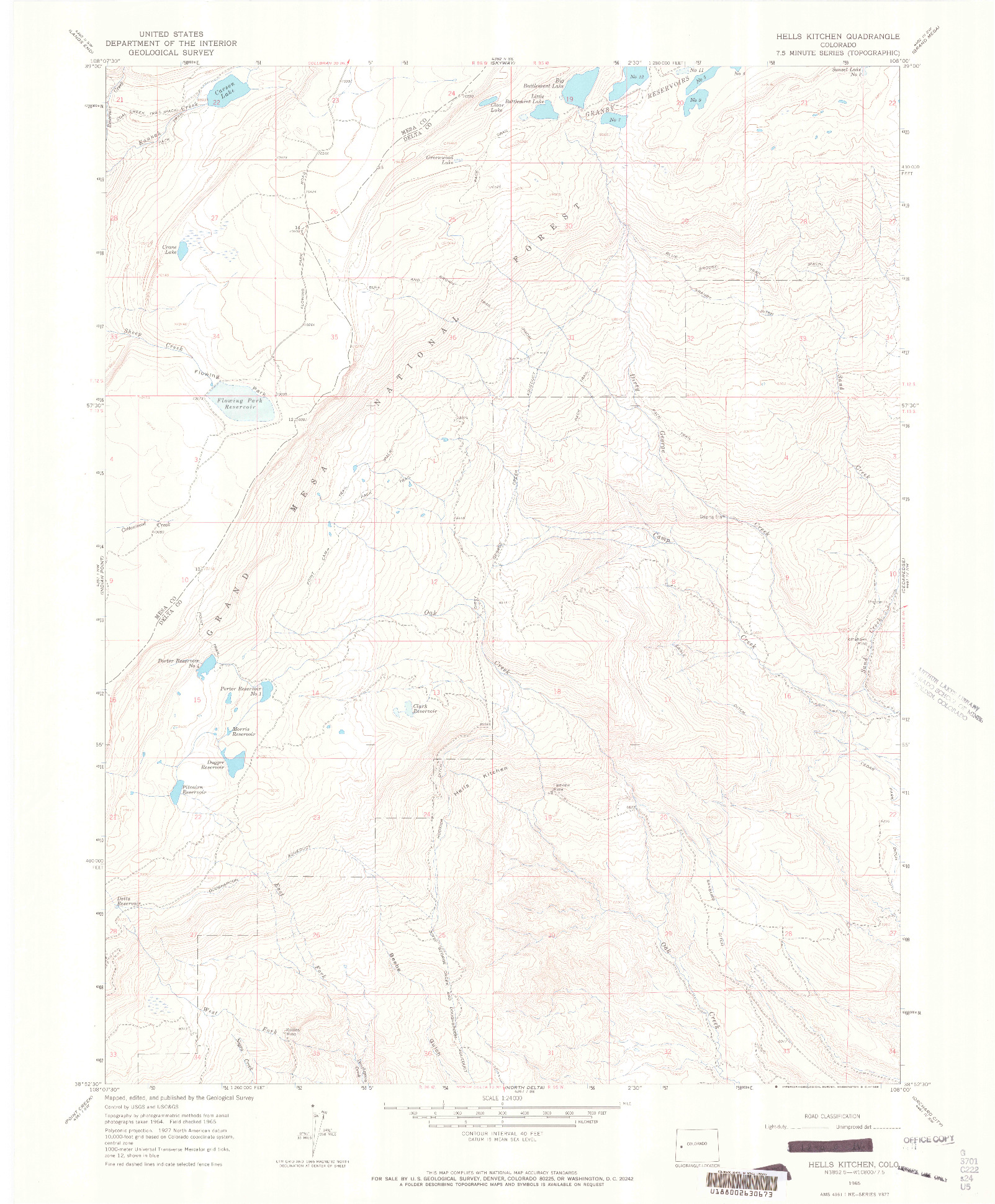 USGS 1:24000-SCALE QUADRANGLE FOR HELLS KITCHEN, CO 1965
