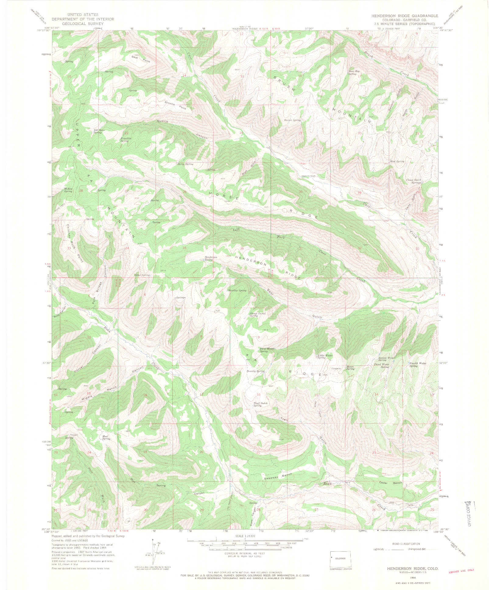 USGS 1:24000-SCALE QUADRANGLE FOR HENDERSON RIDGE, CO 1964