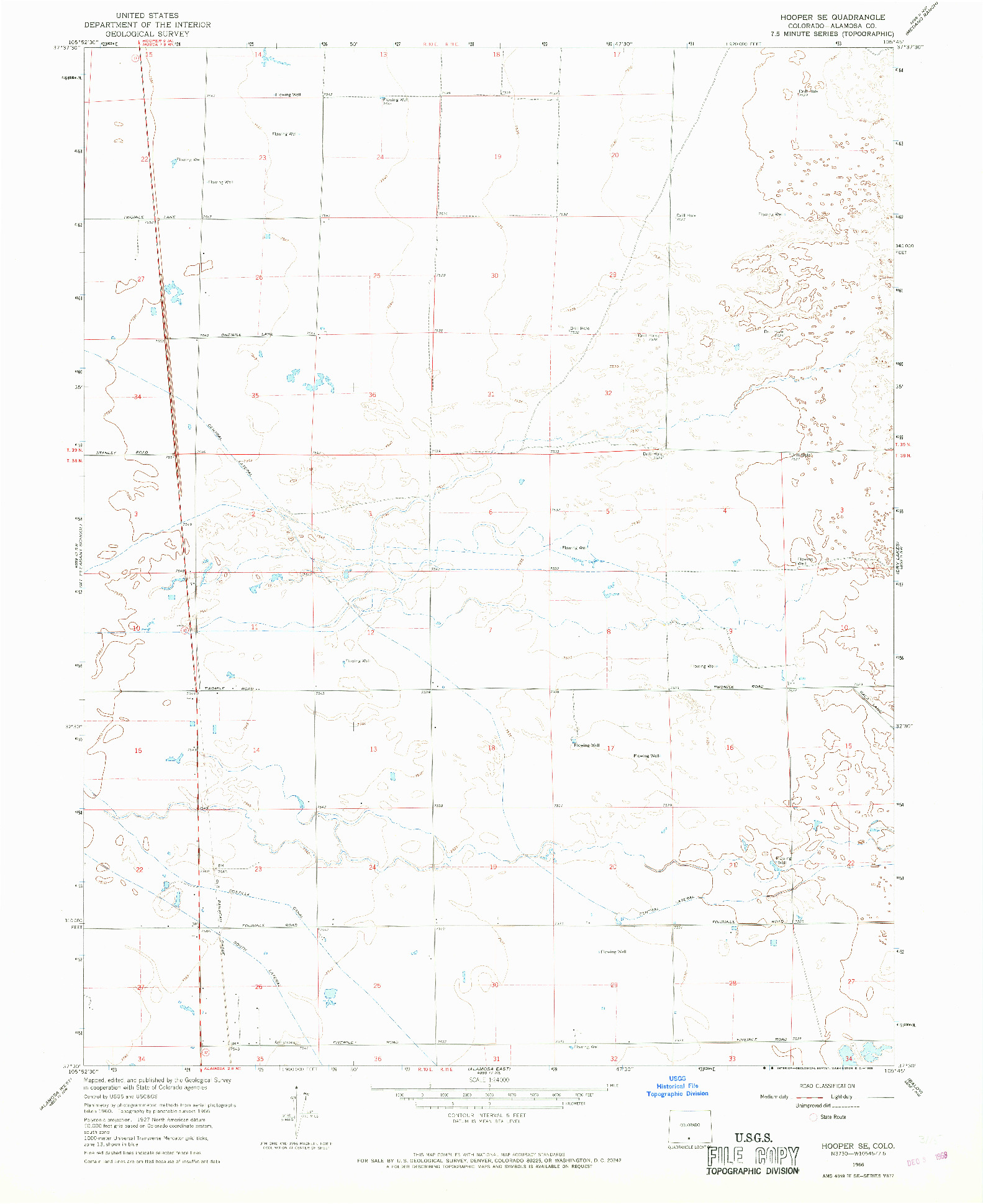 USGS 1:24000-SCALE QUADRANGLE FOR HOOPER SE, CO 1966