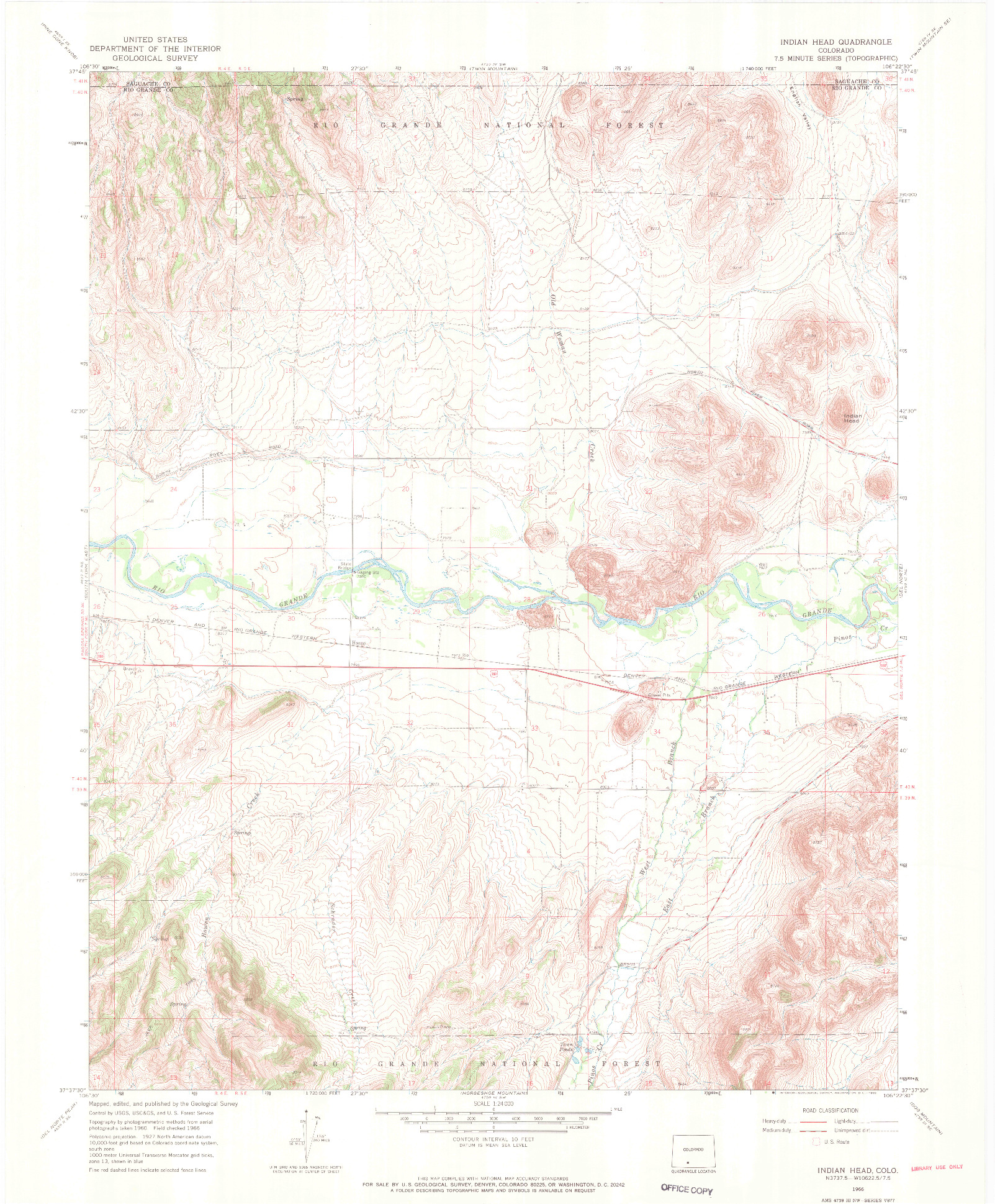 USGS 1:24000-SCALE QUADRANGLE FOR INDIAN HEAD, CO 1966