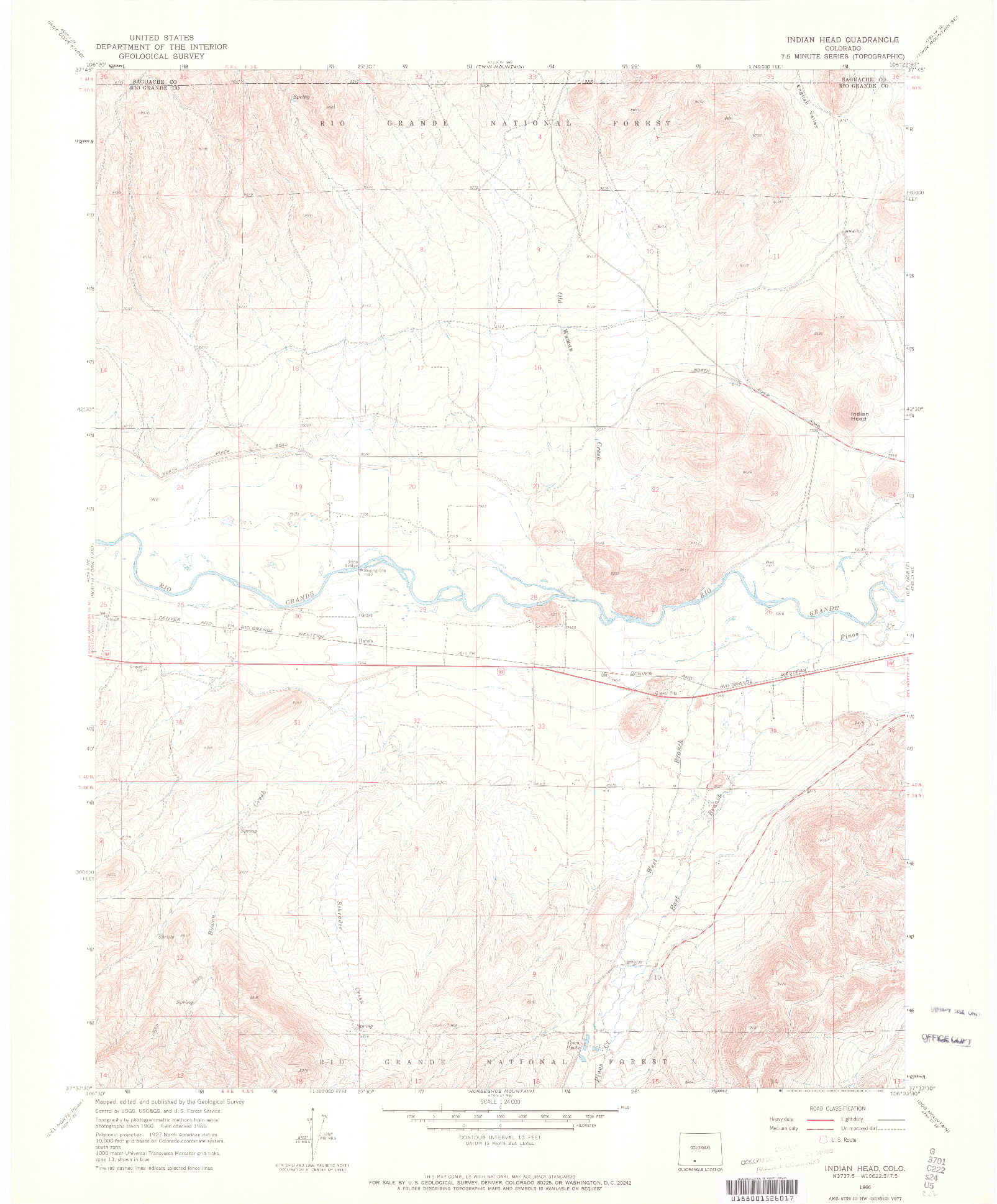 USGS 1:24000-SCALE QUADRANGLE FOR INDIAN HEAD, CO 1966