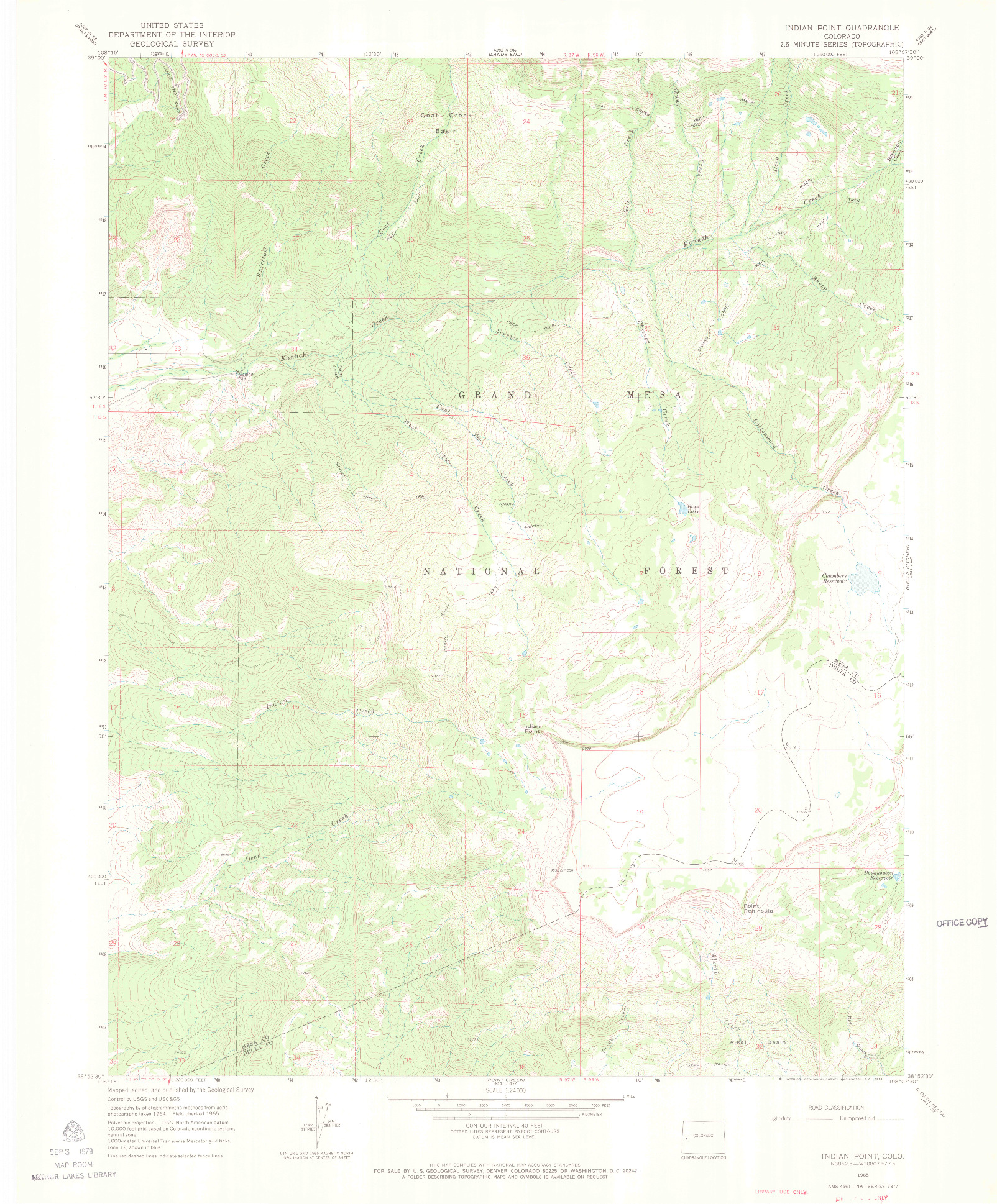 USGS 1:24000-SCALE QUADRANGLE FOR INDIAN POINT, CO 1965