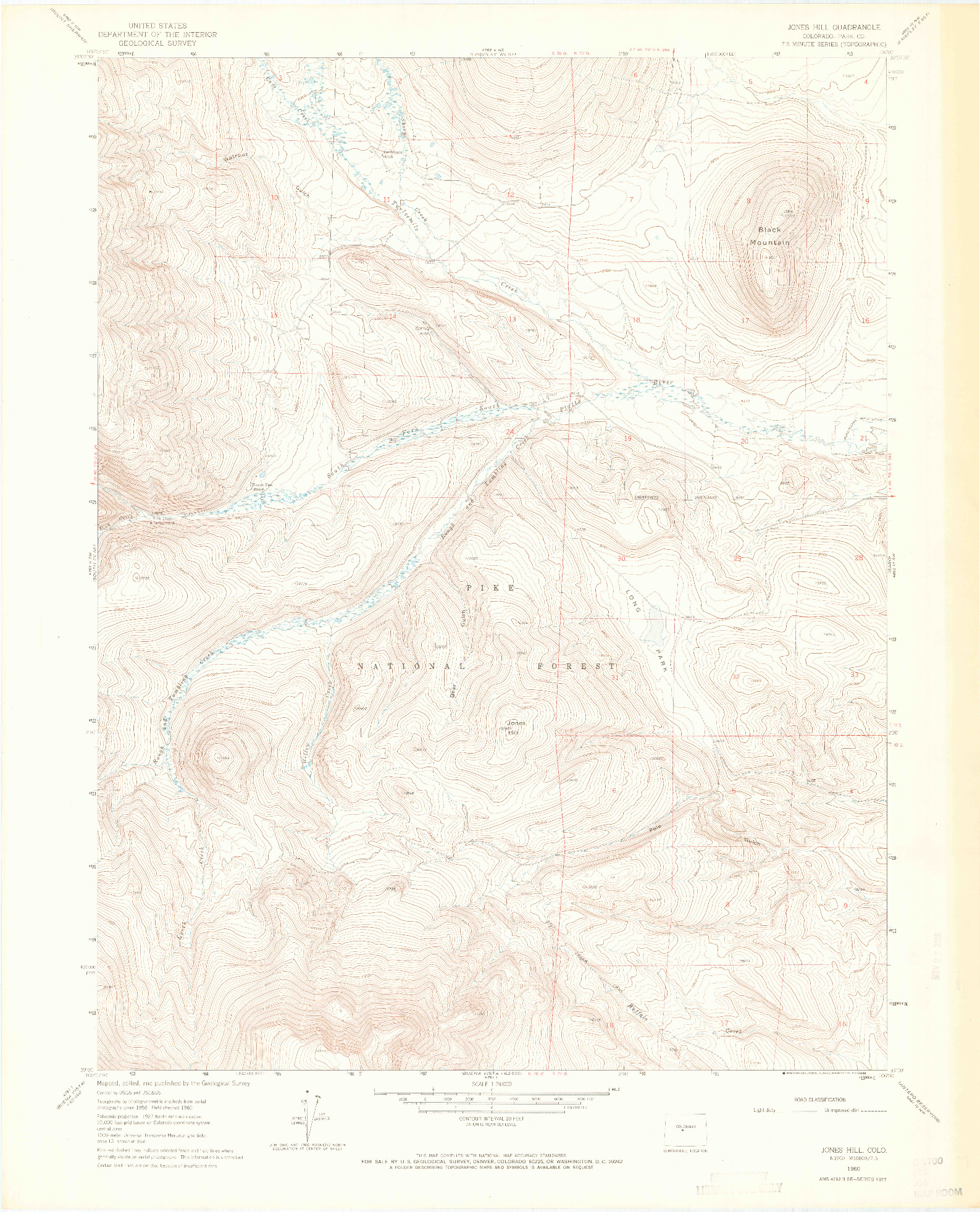 USGS 1:24000-SCALE QUADRANGLE FOR JONES HILL, CO 1960