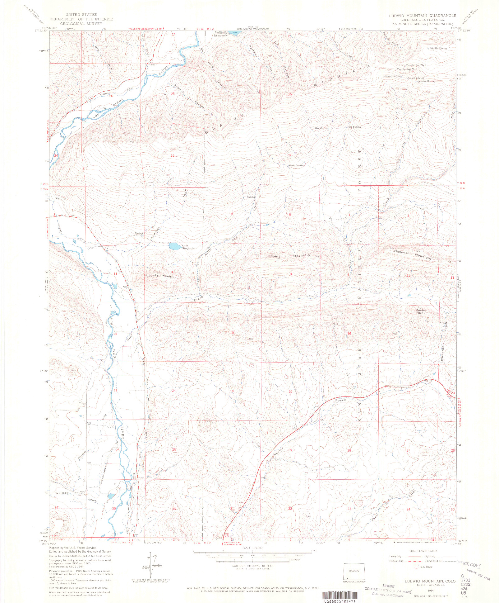 USGS 1:24000-SCALE QUADRANGLE FOR LUDWIG MOUNTAIN, CO 1964