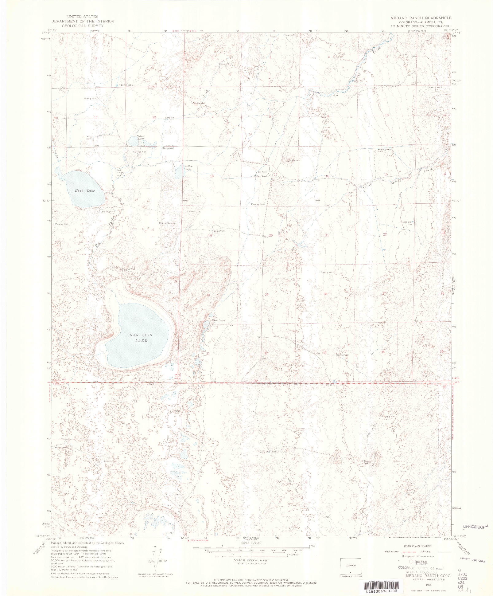 USGS 1:24000-SCALE QUADRANGLE FOR MEDANO RANCH, CO 1965