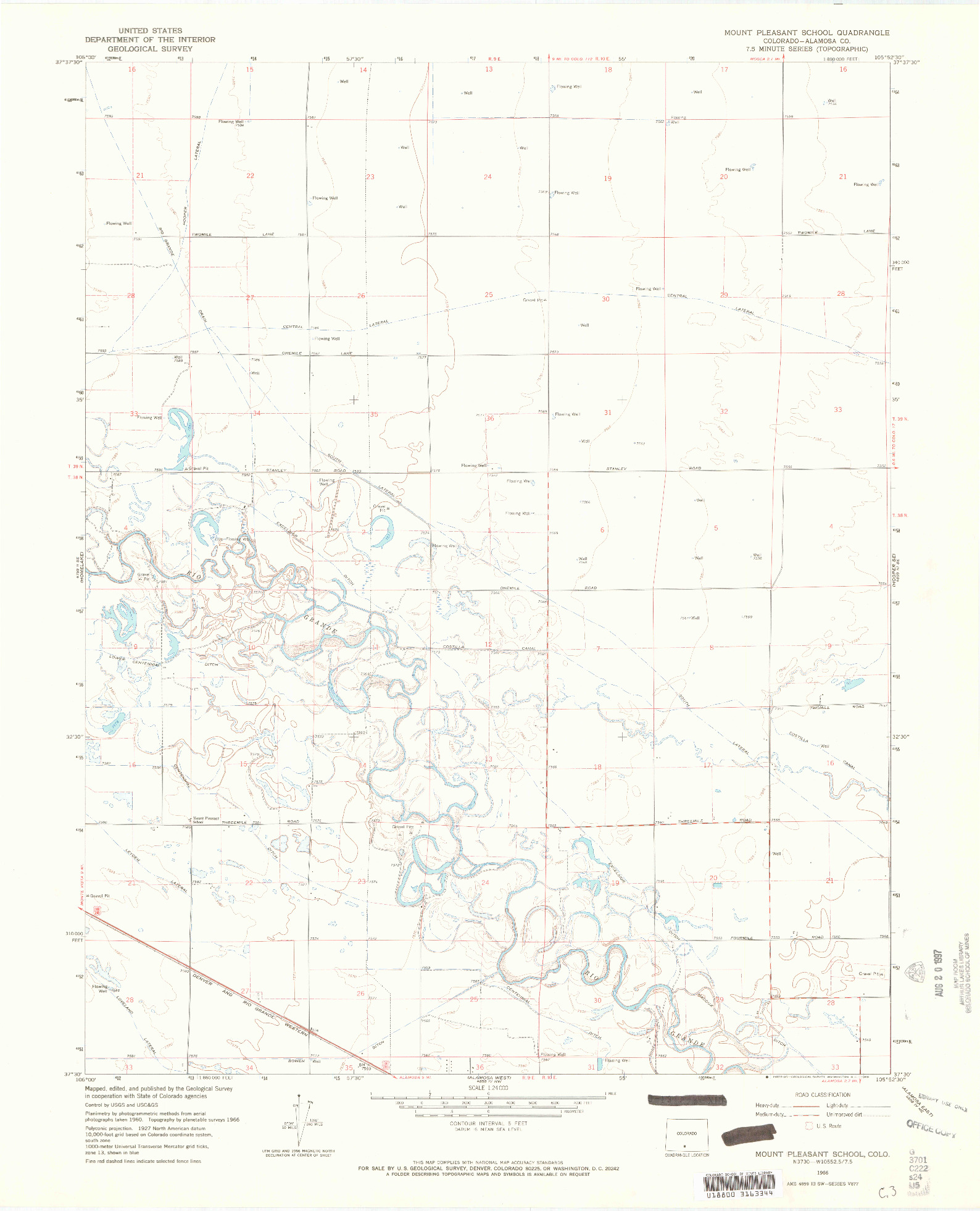 USGS 1:24000-SCALE QUADRANGLE FOR MOUNT PLEASANT SCHOOL, CO 1966