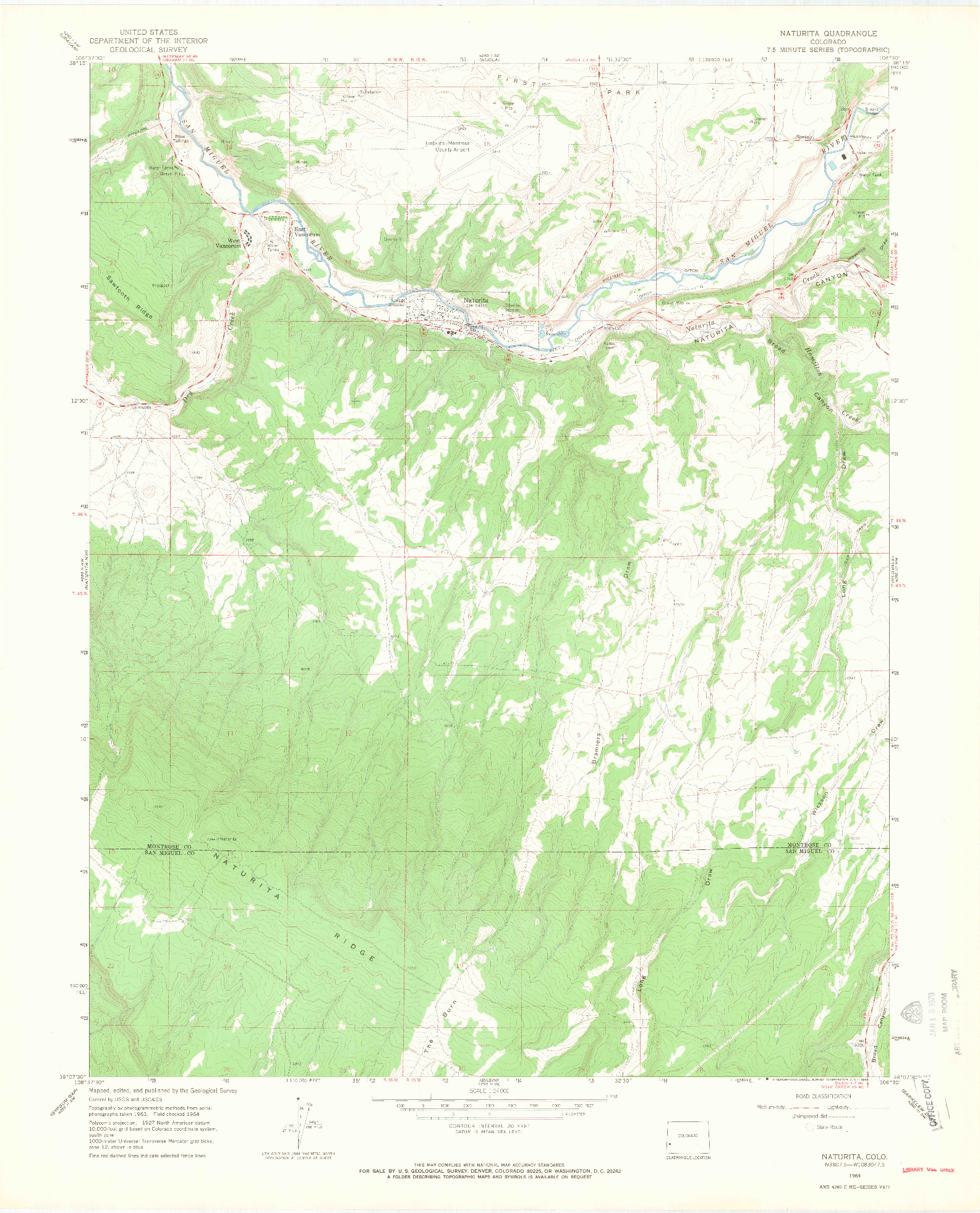 USGS 1:24000-SCALE QUADRANGLE FOR NATURITA, CO 1964