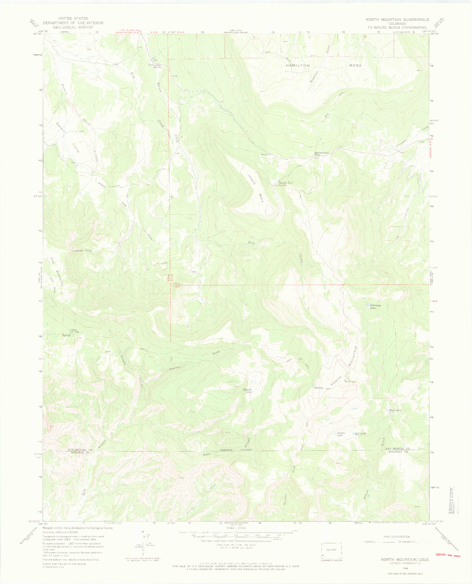 USGS 1:24000-SCALE QUADRANGLE FOR NORTH MOUNTAIN, CO 1964