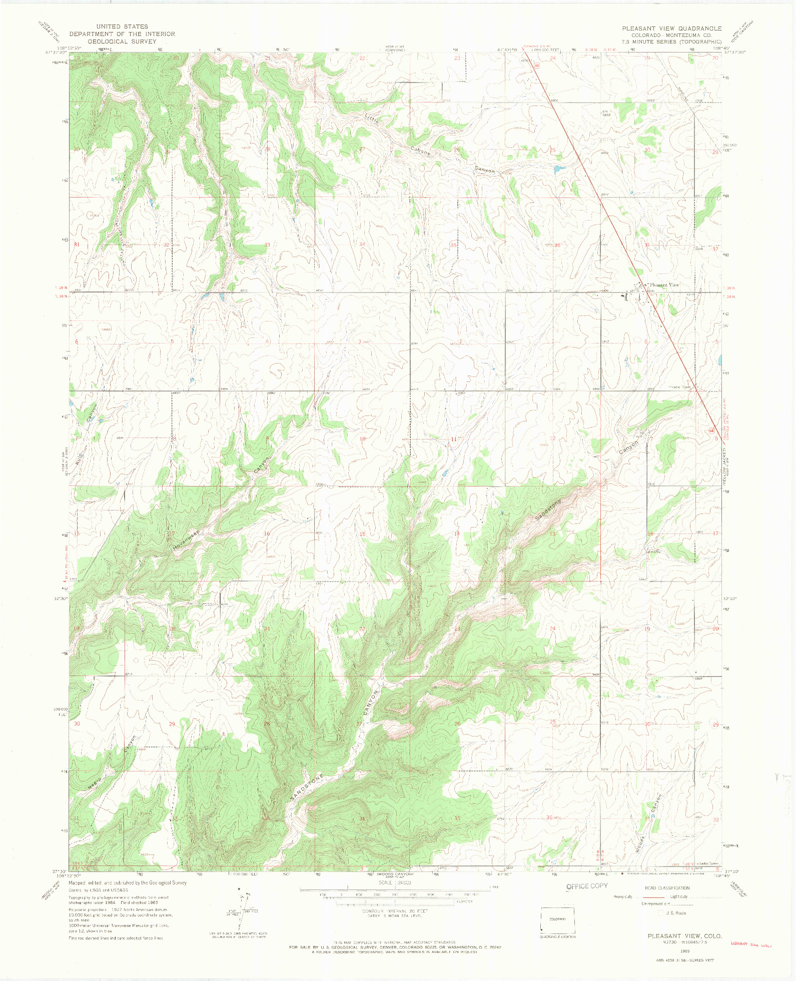 USGS 1:24000-SCALE QUADRANGLE FOR PLEASANT VIEW, CO 1965