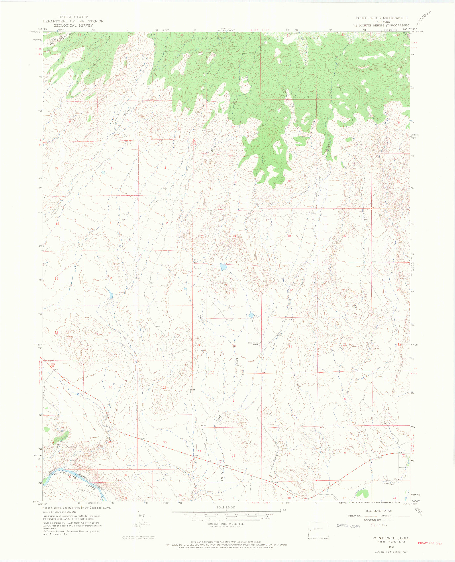 USGS 1:24000-SCALE QUADRANGLE FOR POINT CREEK, CO 1965