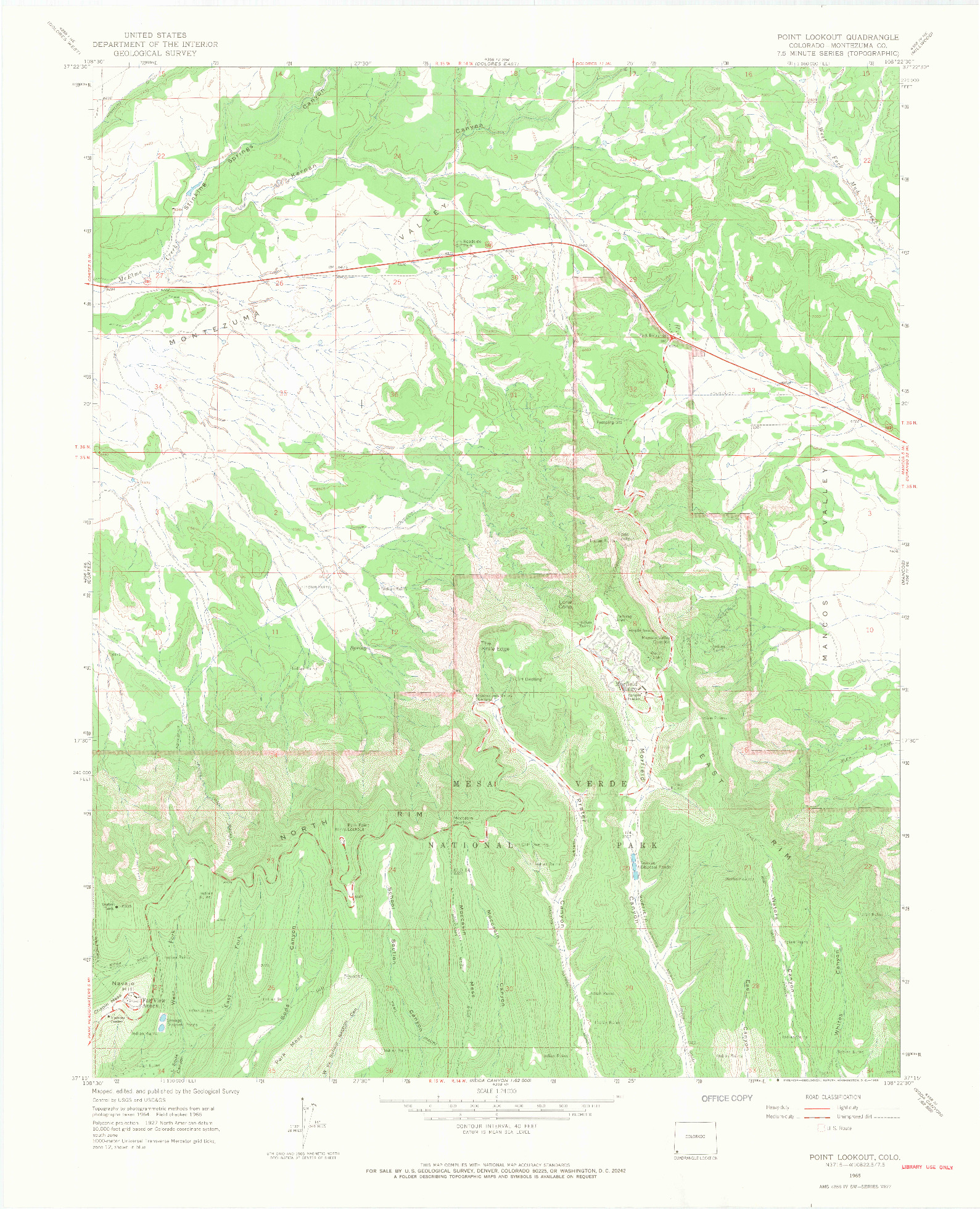 USGS 1:24000-SCALE QUADRANGLE FOR POINT LOOKOUT, CO 1965