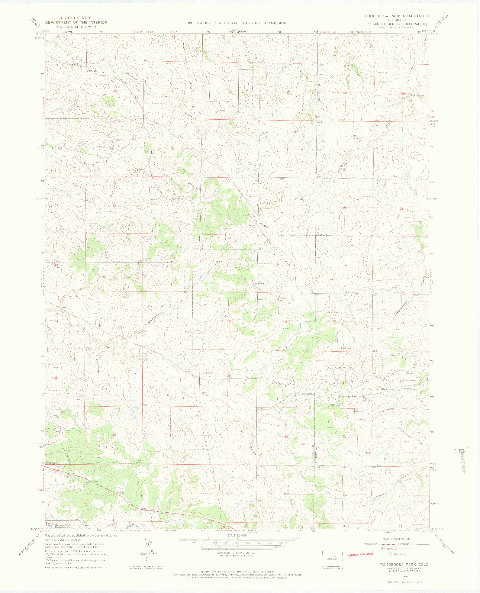 USGS 1:24000-SCALE QUADRANGLE FOR PONDEROSA PARK, CO 1966