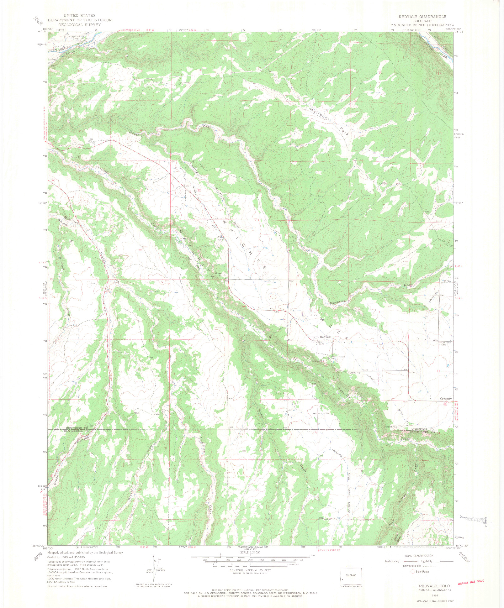 USGS 1:24000-SCALE QUADRANGLE FOR REDVALE, CO 1964