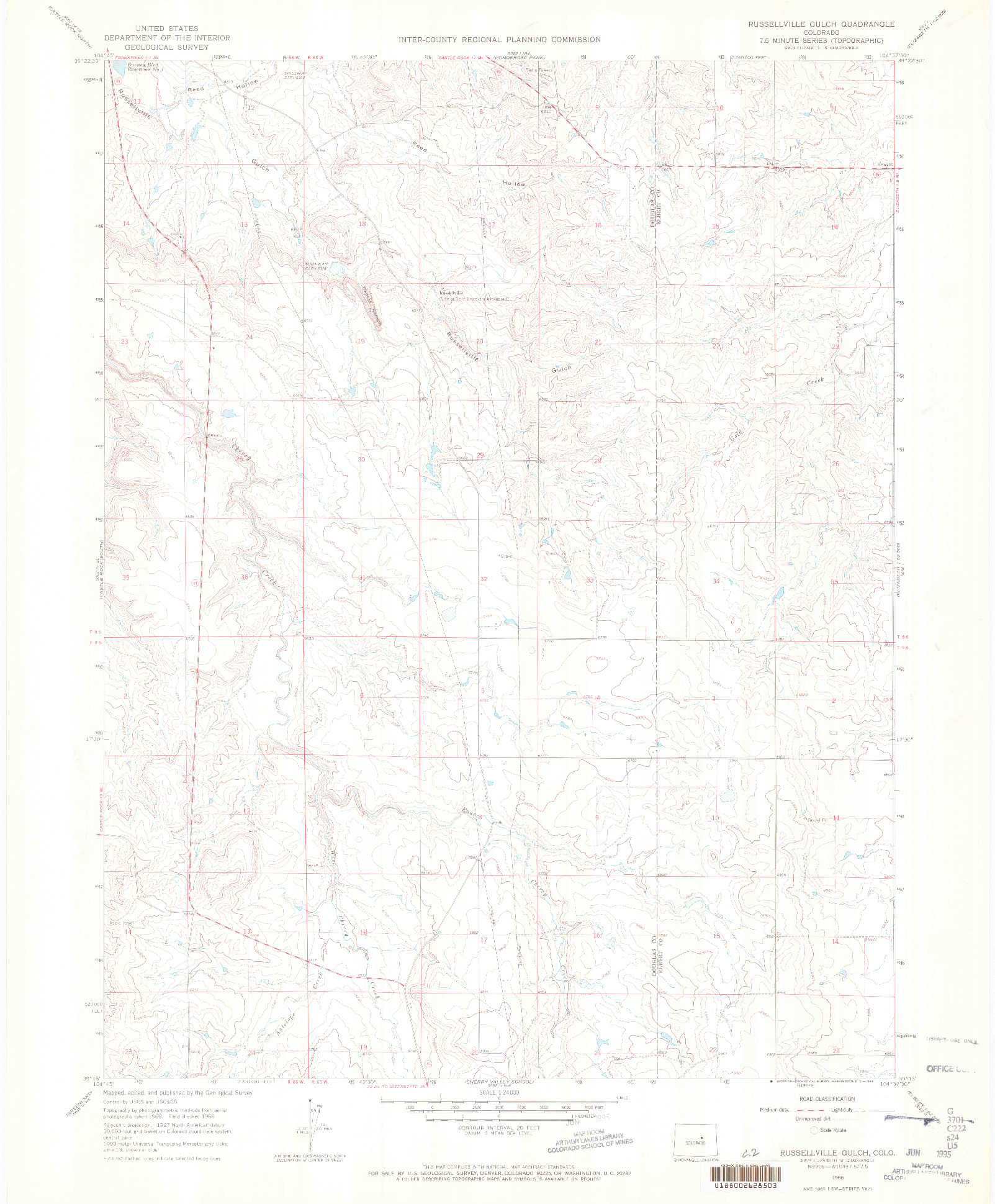 USGS 1:24000-SCALE QUADRANGLE FOR RUSSELLVILLE GULCH, CO 1966