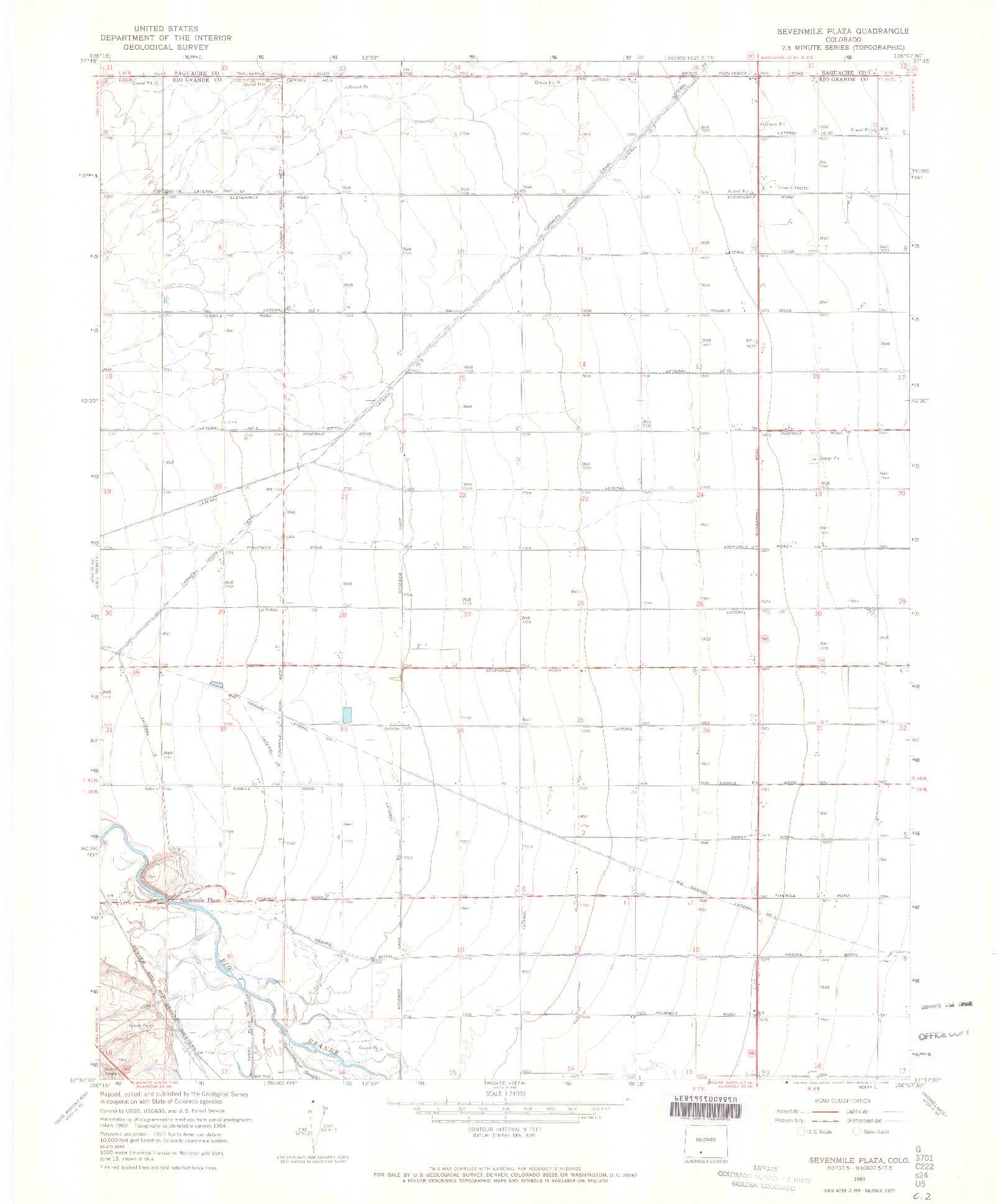 USGS 1:24000-SCALE QUADRANGLE FOR SEVENMILE PLAZA, CO 1964