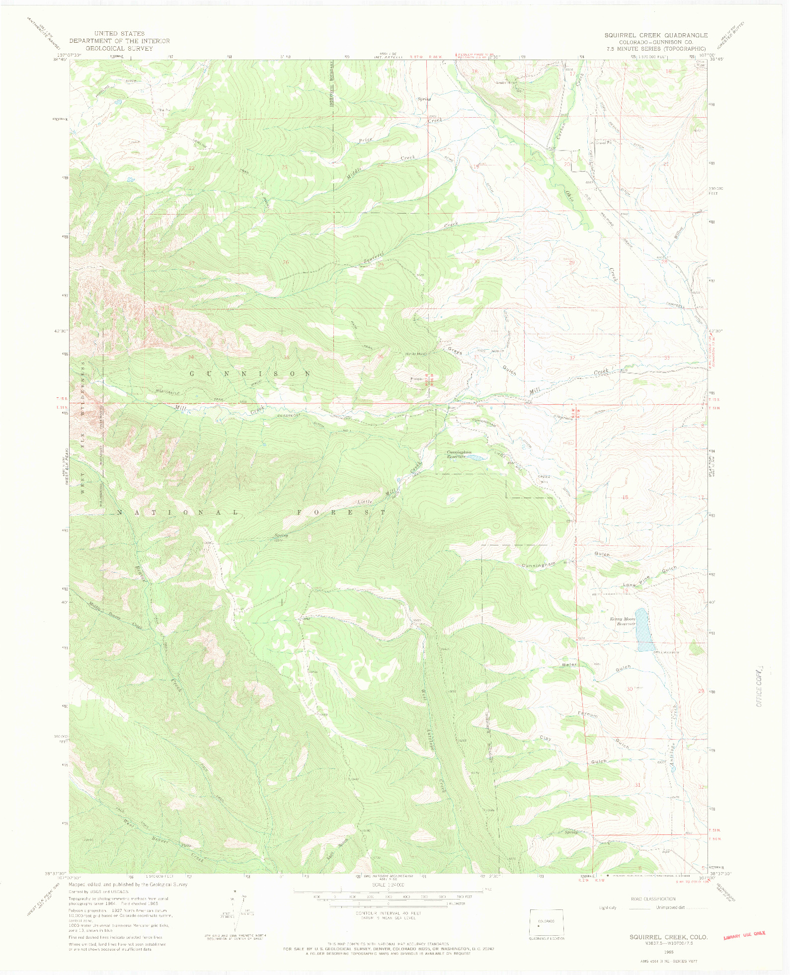 USGS 1:24000-SCALE QUADRANGLE FOR SQUIRREL CREEK, CO 1965