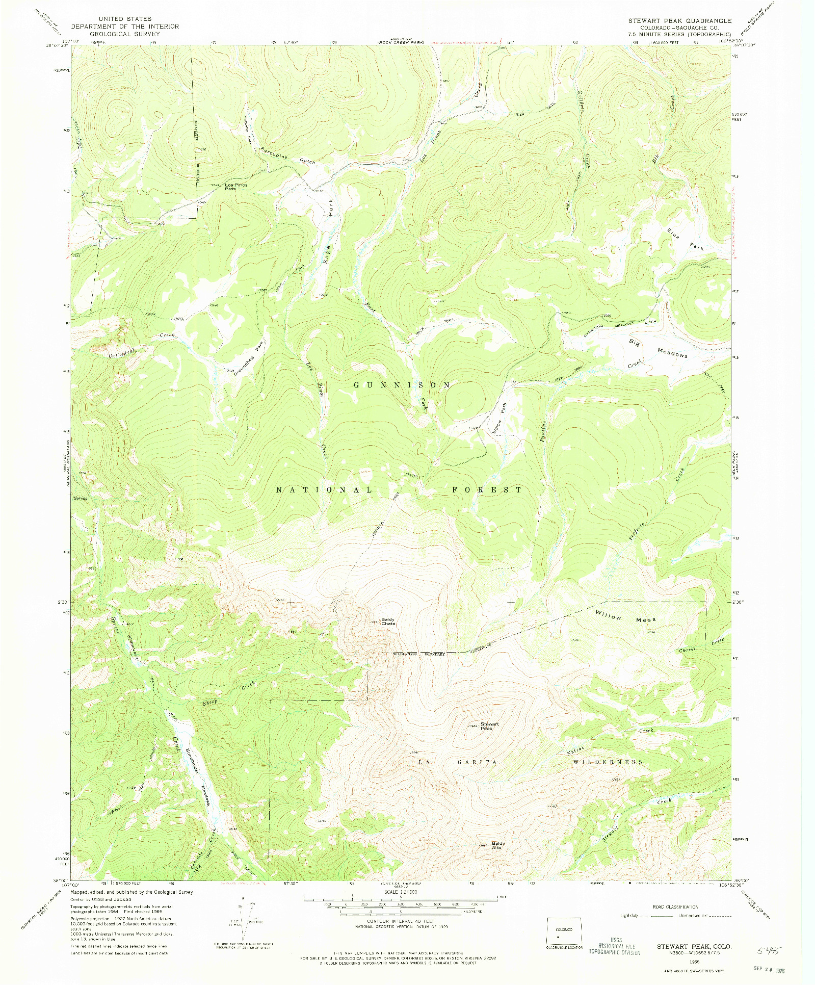 USGS 1:24000-SCALE QUADRANGLE FOR STEWART PEAK, CO 1965