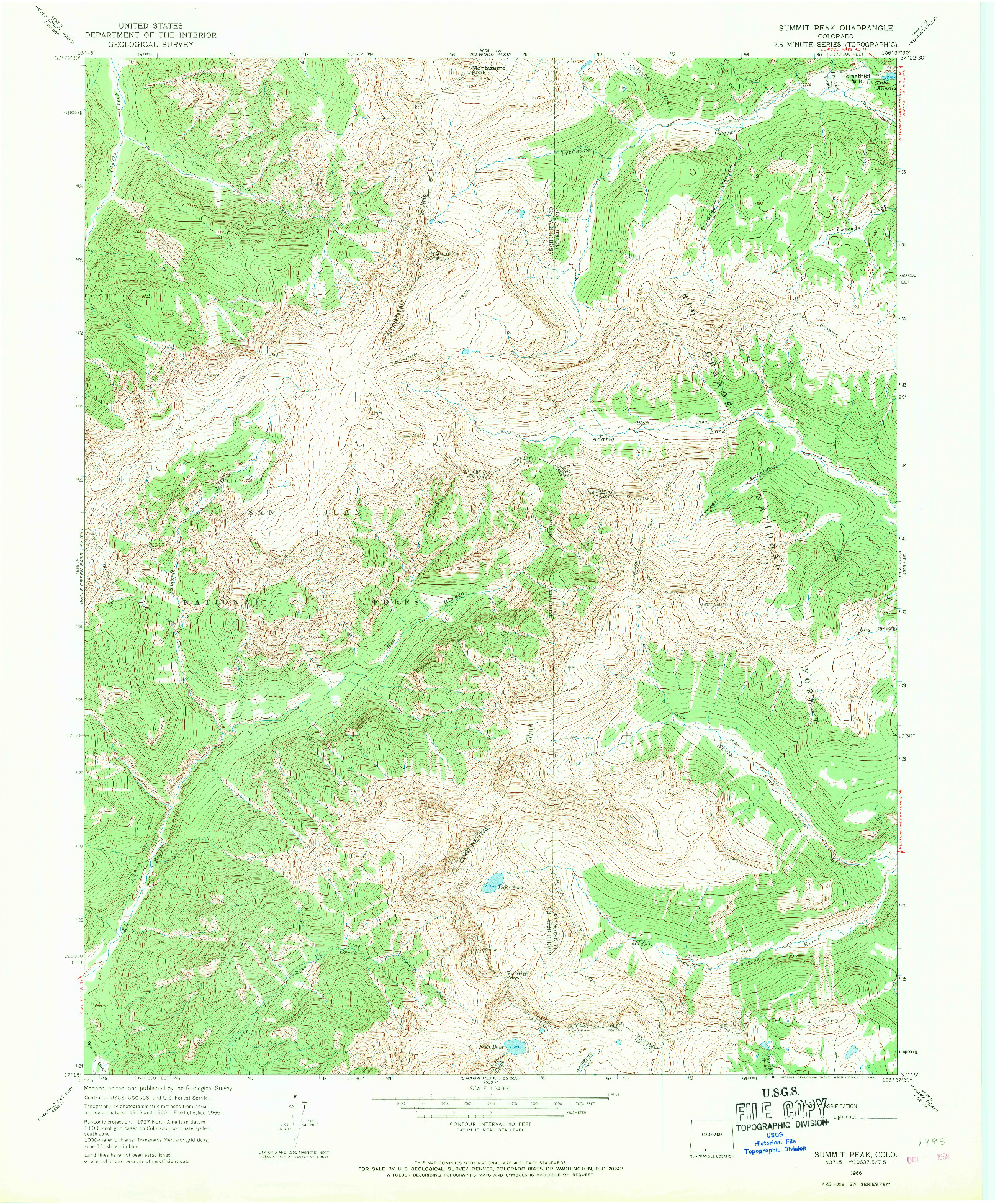 USGS 1:24000-SCALE QUADRANGLE FOR SUMMIT PEAK, CO 1966