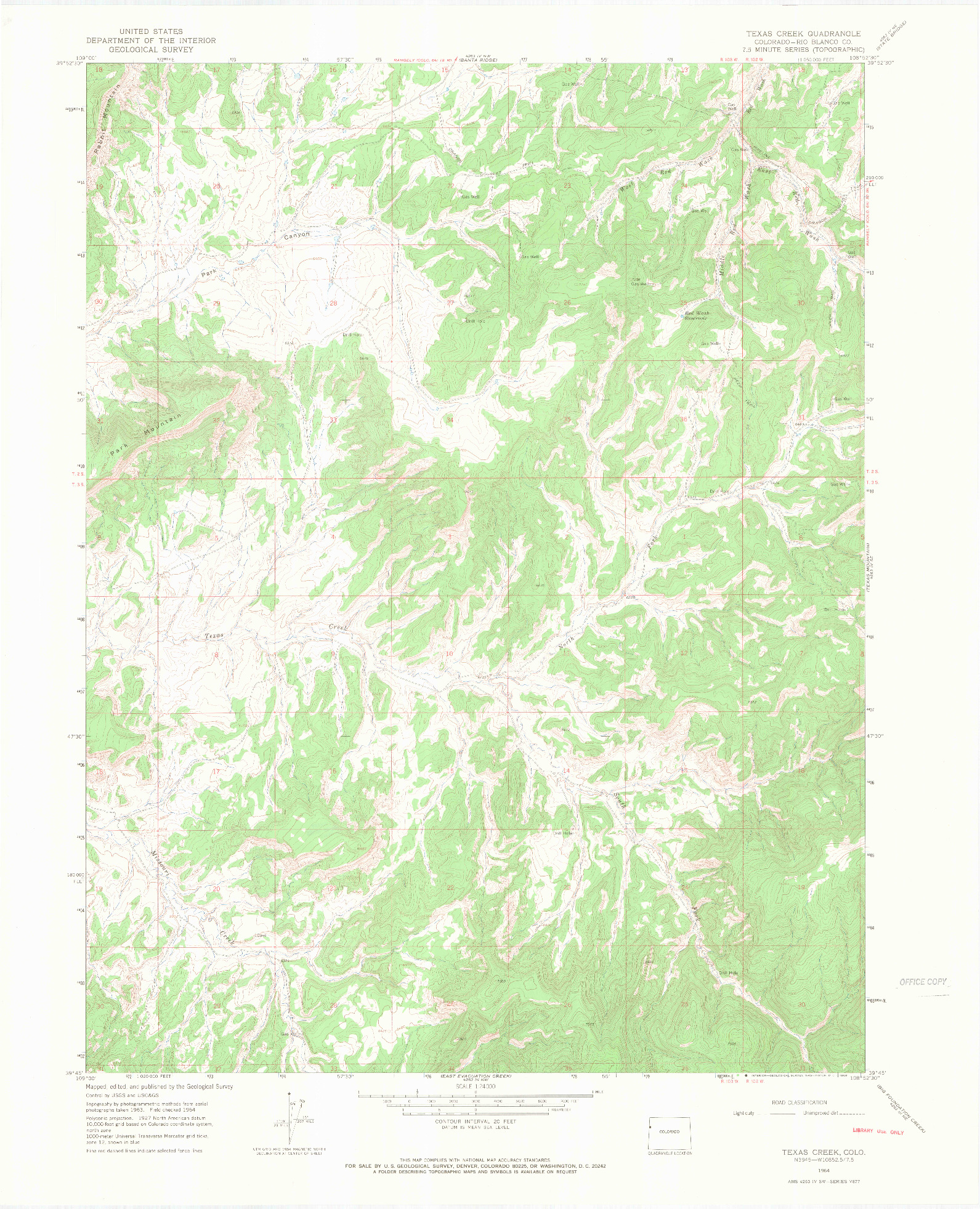 USGS 1:24000-SCALE QUADRANGLE FOR TEXAS CREEK, CO 1964