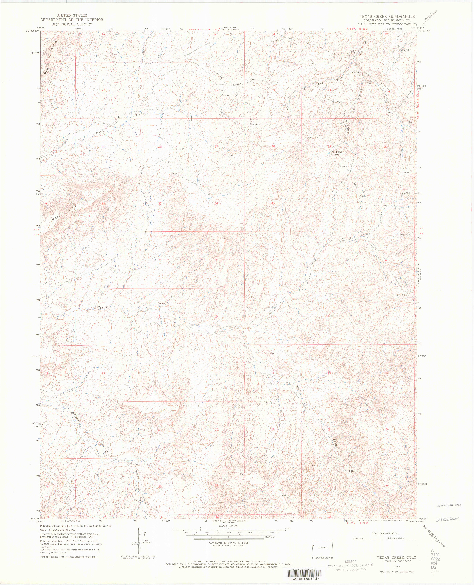 USGS 1:24000-SCALE QUADRANGLE FOR TEXAS CREEK, CO 1964