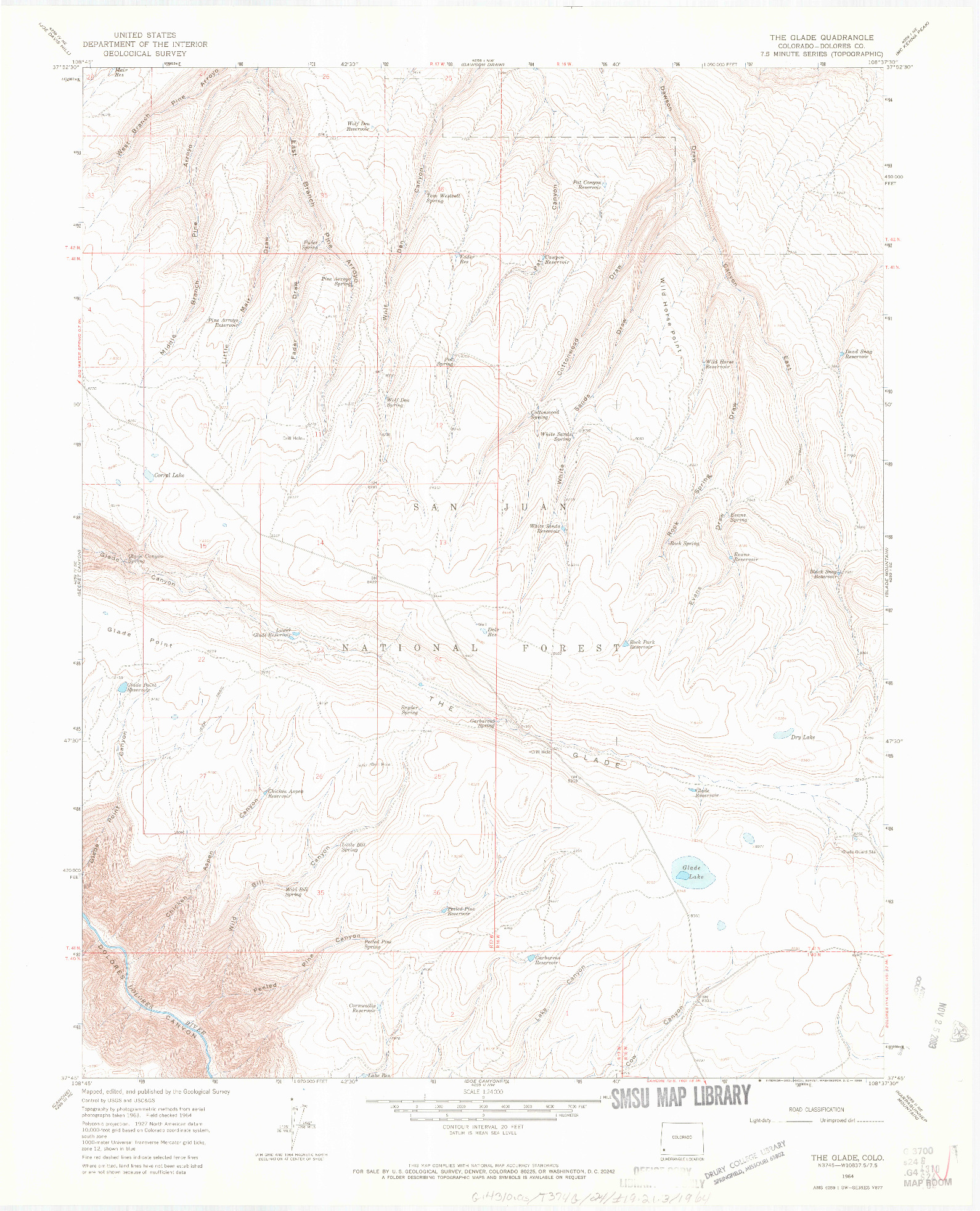 USGS 1:24000-SCALE QUADRANGLE FOR THE GLADE, CO 1964