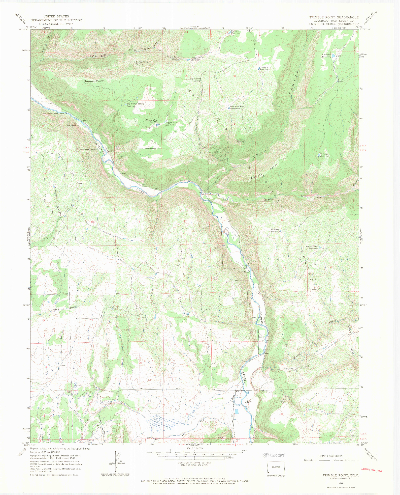 USGS 1:24000-SCALE QUADRANGLE FOR TRIMBLE POINT, CO 1965