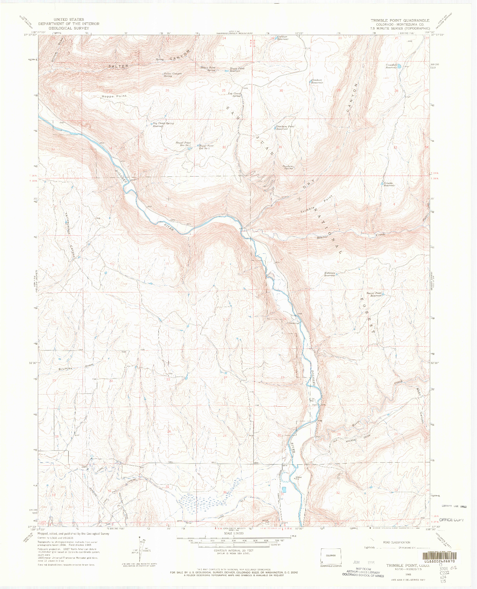 USGS 1:24000-SCALE QUADRANGLE FOR TRIMBLE POINT, CO 1965