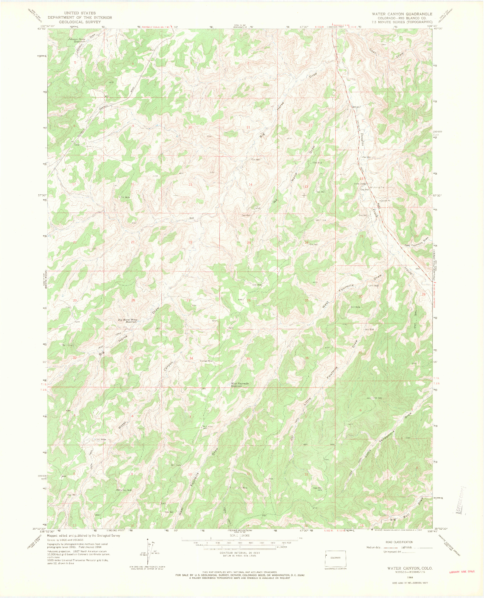 USGS 1:24000-SCALE QUADRANGLE FOR WATER CANYON, CO 1964