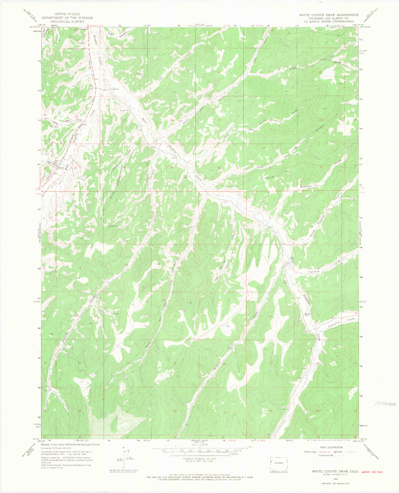 USGS 1:24000-SCALE QUADRANGLE FOR WHITE COYOTE DRAW, CO 1964