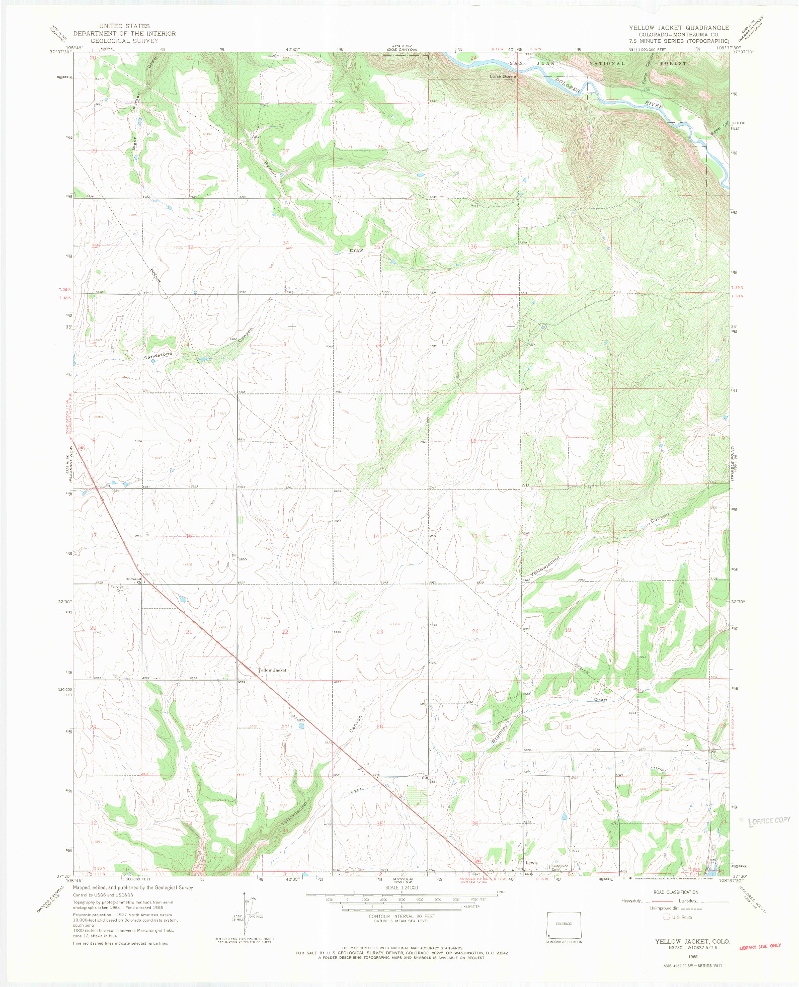 USGS 1:24000-SCALE QUADRANGLE FOR YELLOW JACKET, CO 1965